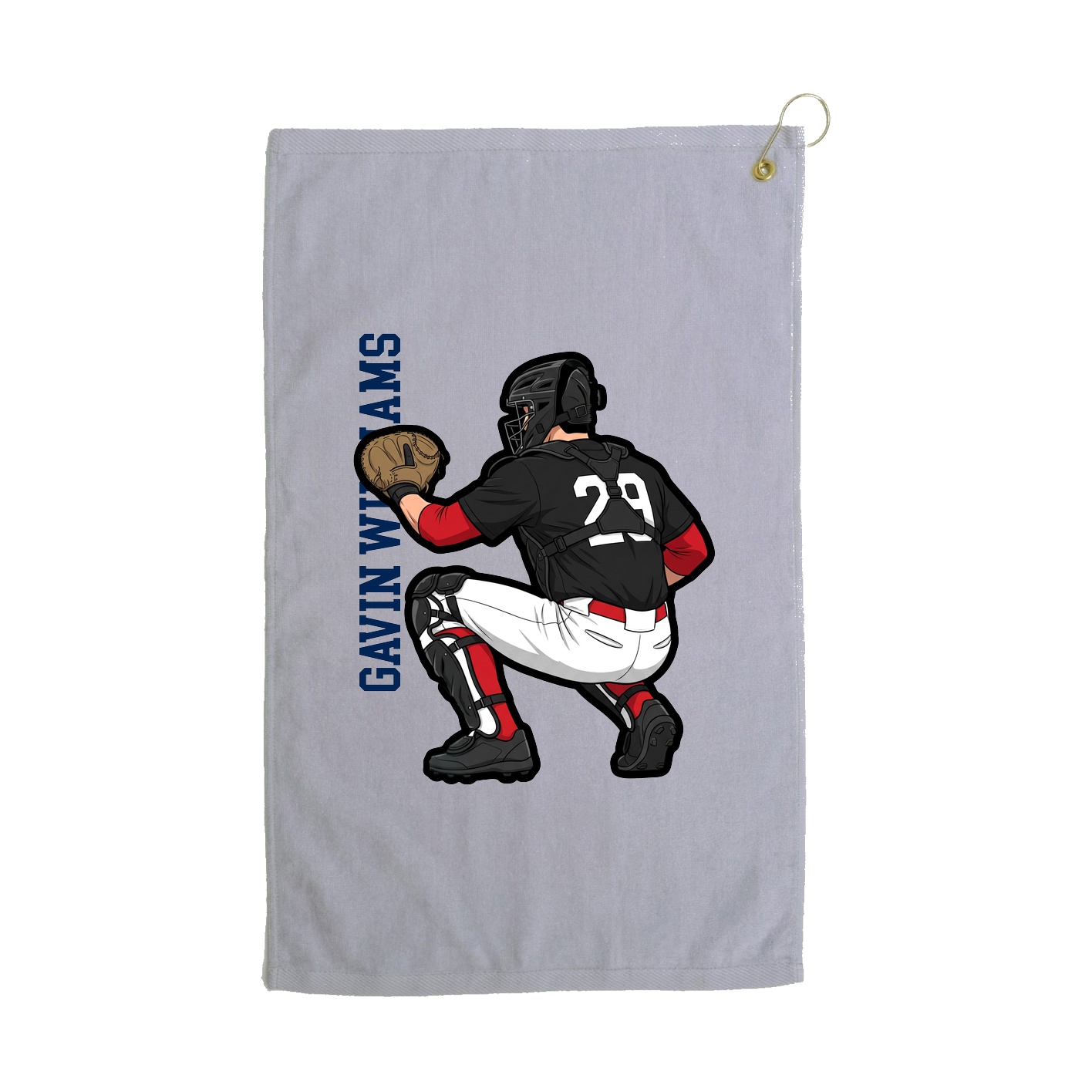 Golf Towel — Name Vertical in Grey