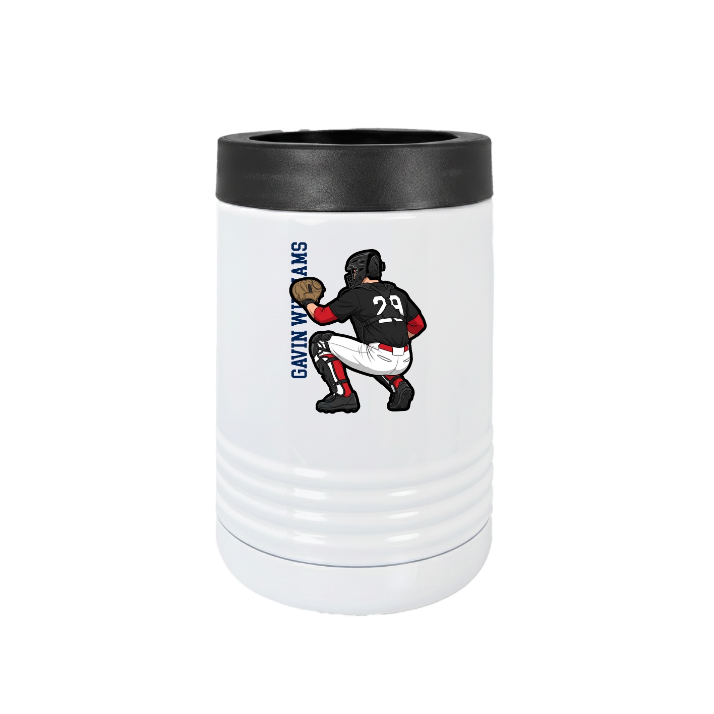 Beverage Holder — Name Vertical in White