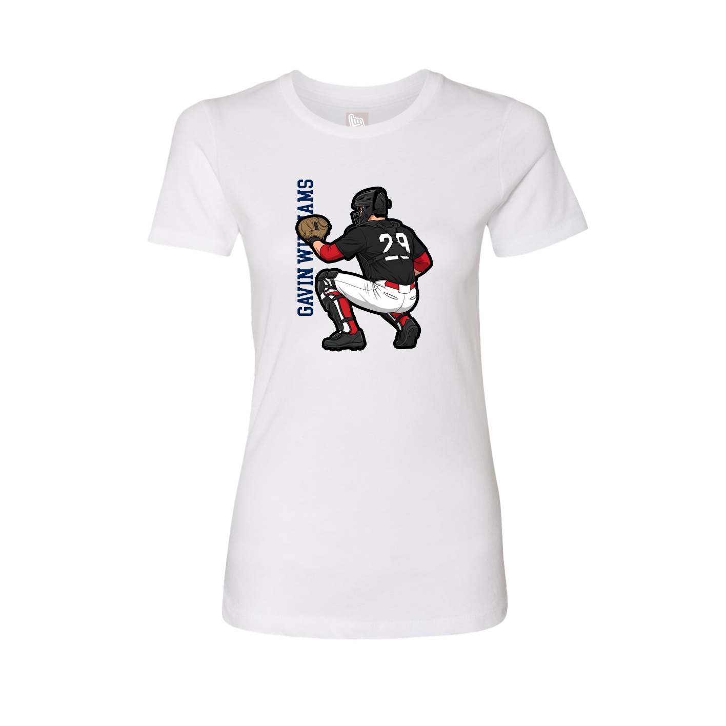 Fitted Women's Tee — Name Vertical in White