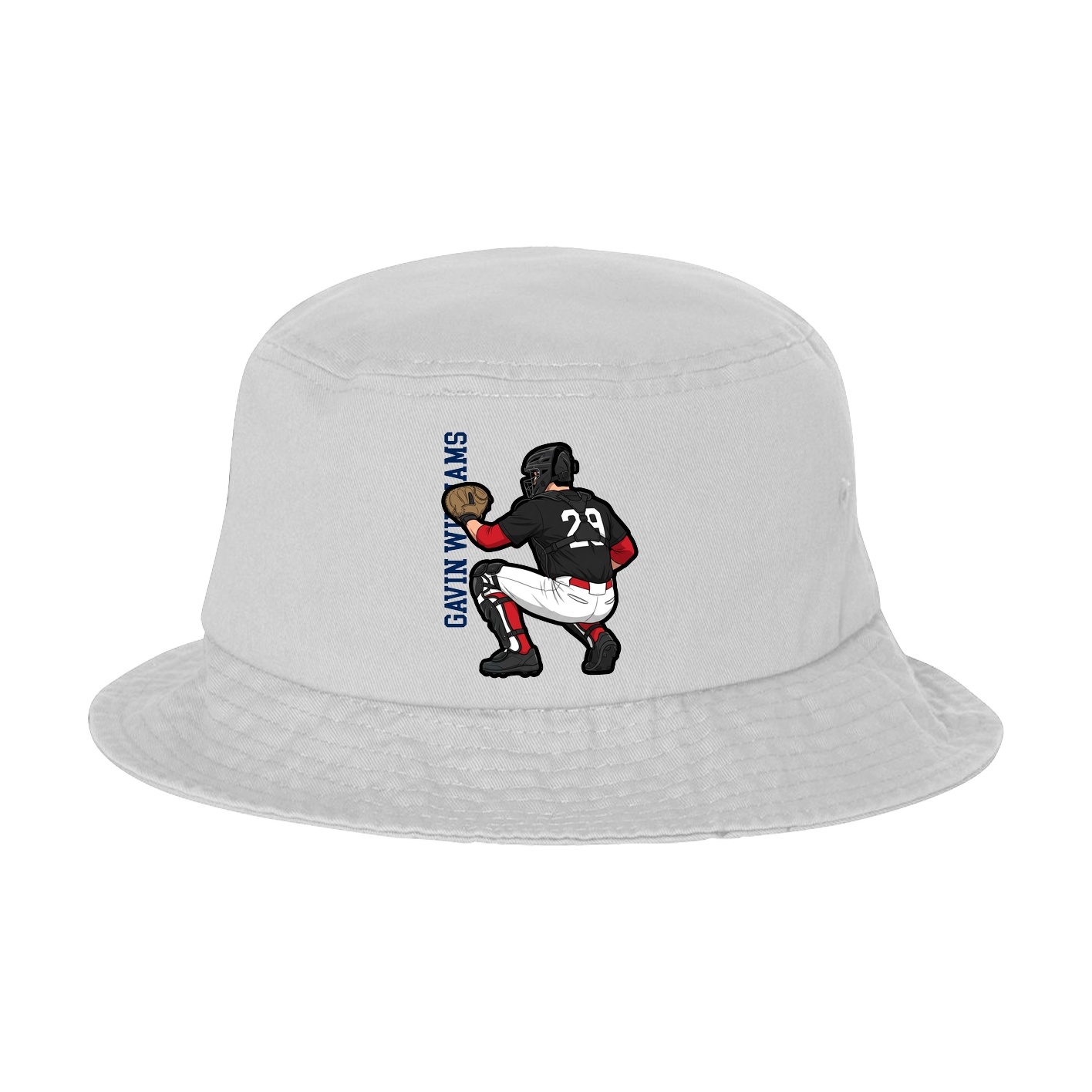 Bucket Cap — Name Vertical in White