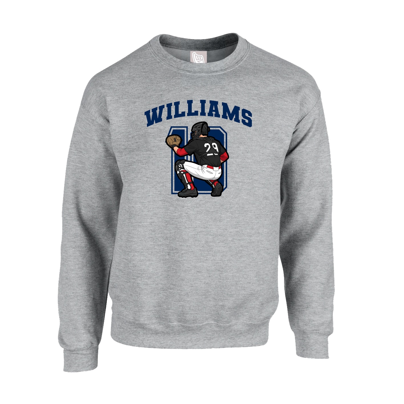 Fleece Crew — Number in Grey