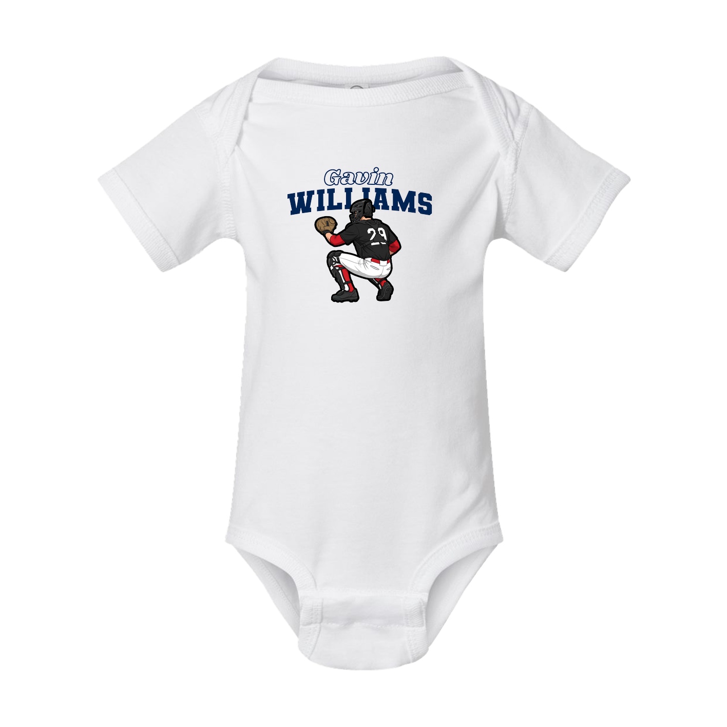 Baby Onesie — Name Arch in White