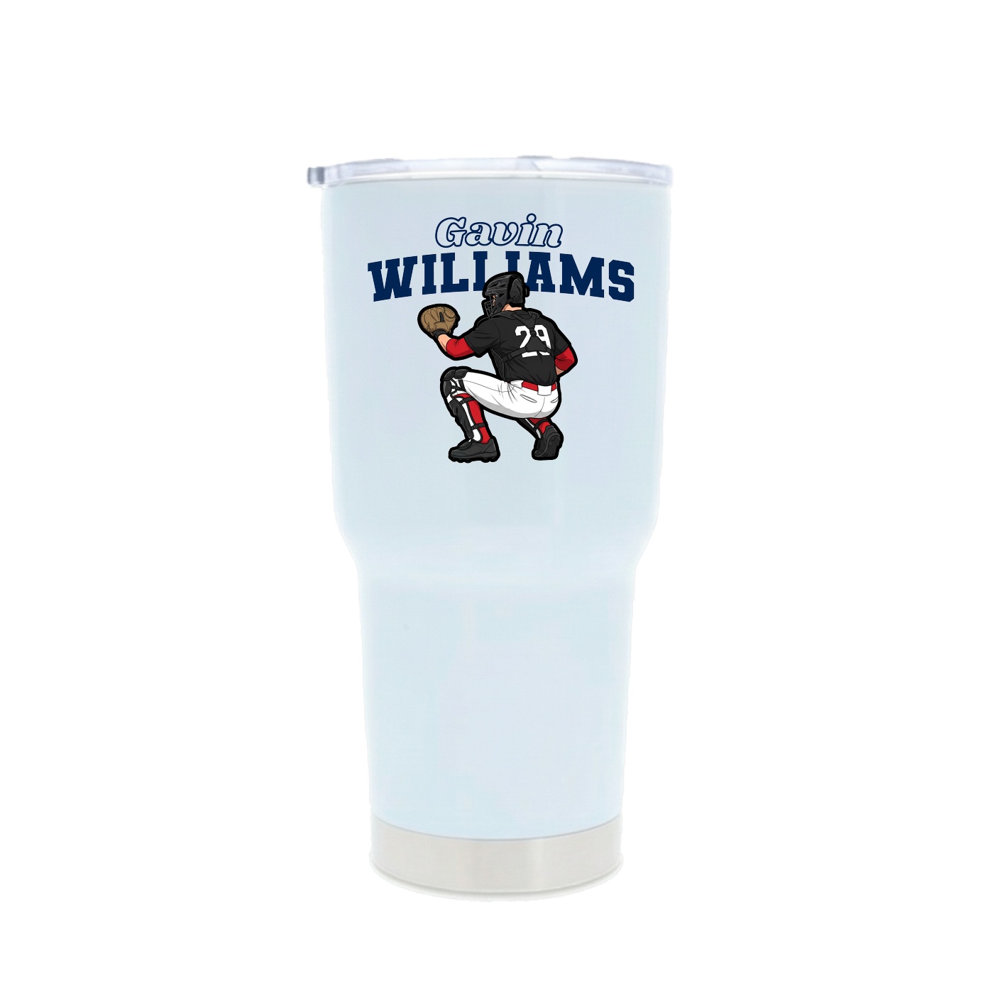 30oz Stainless Steel Tumbler — Name Arch in White