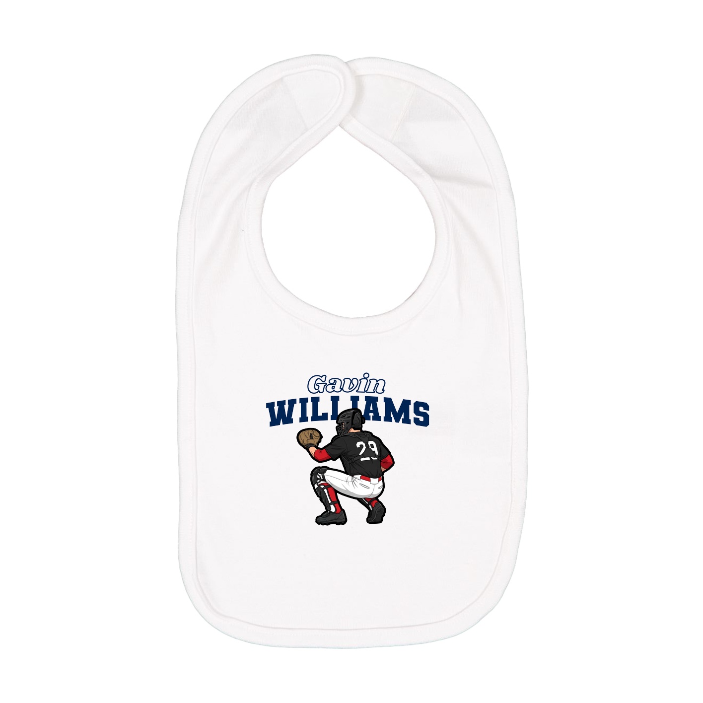 Infant Bib — Name Arch in White