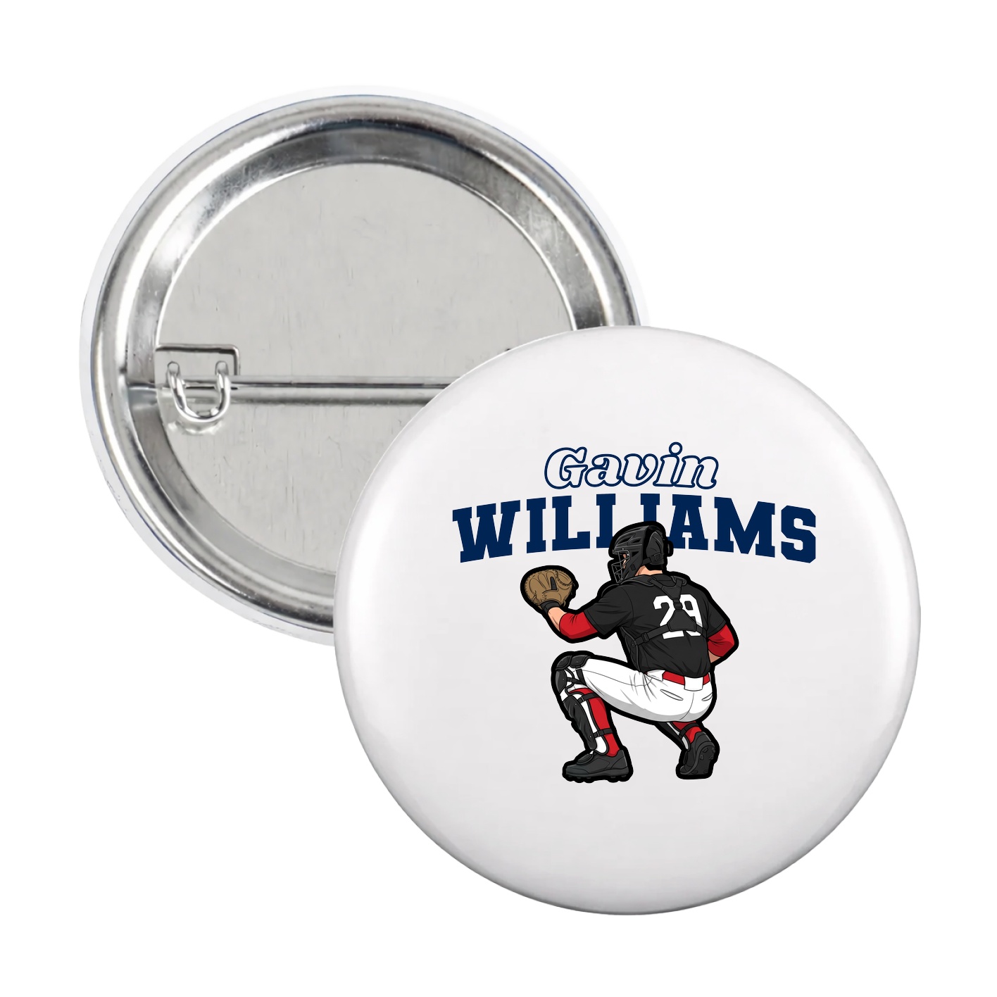 Game Day Button — Name Arch in White