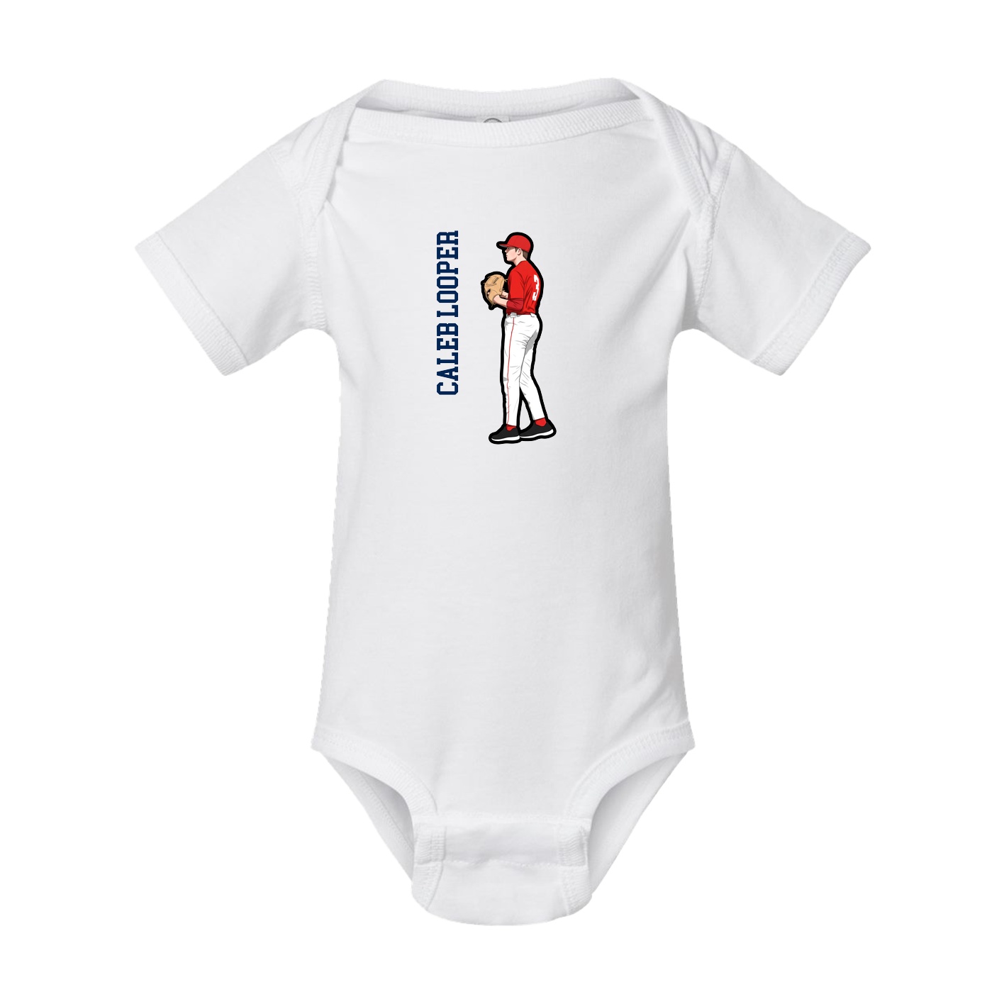 Baby Onesie — Name Vertical in White