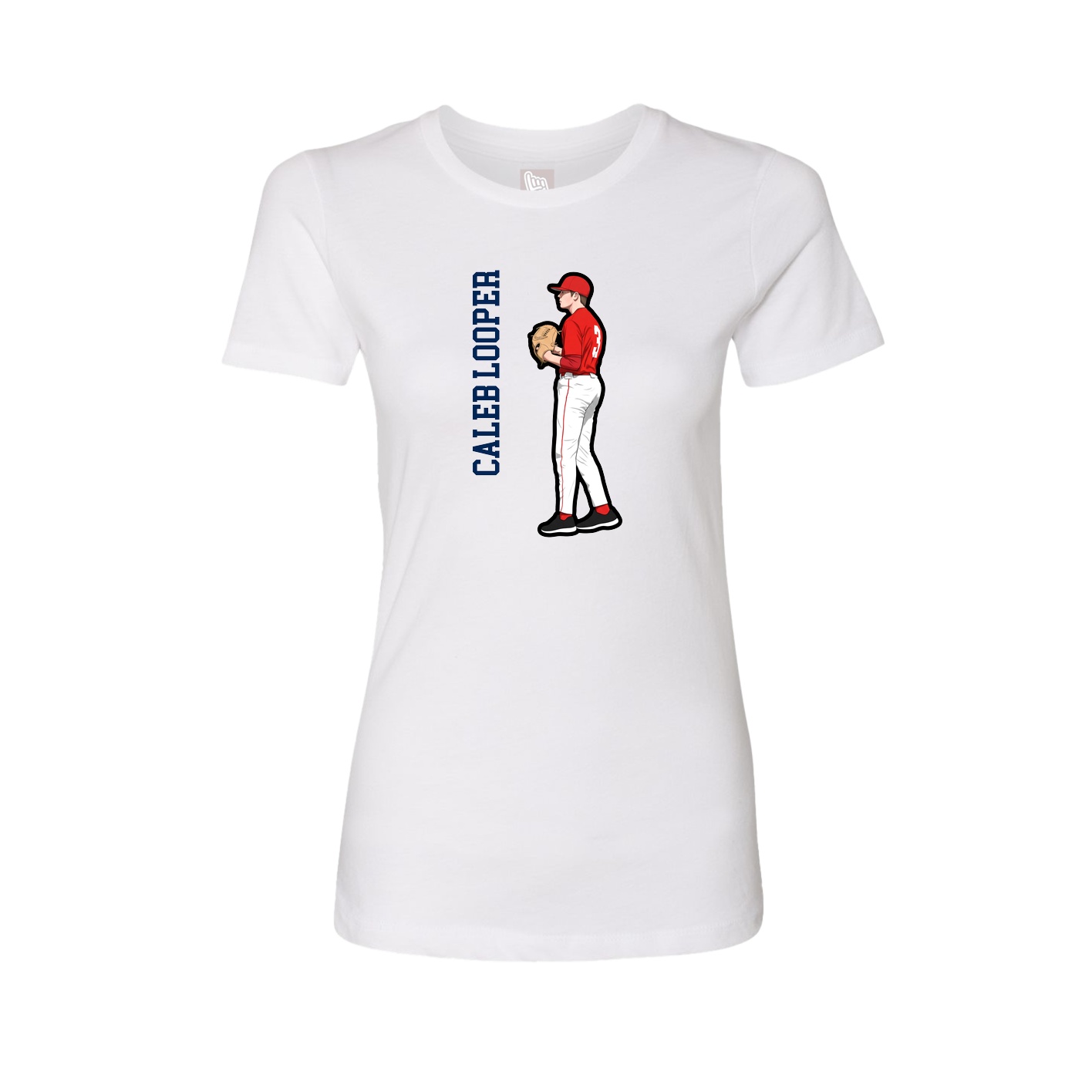 Fitted Women's Tee — Name Vertical in White