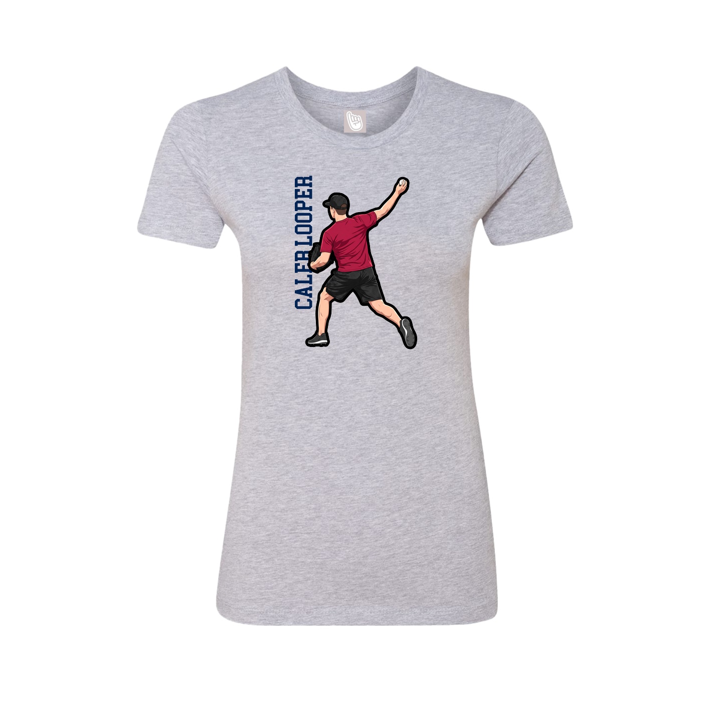 Fitted Women's Tee — Name Vertical in Grey