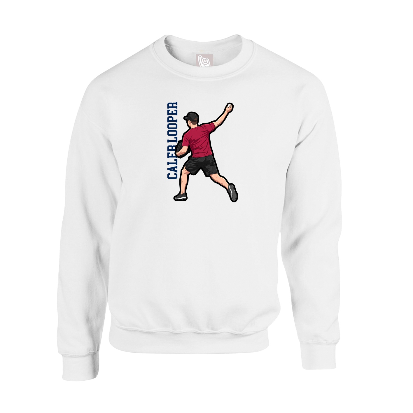 Fleece Crew — Name Vertical in White