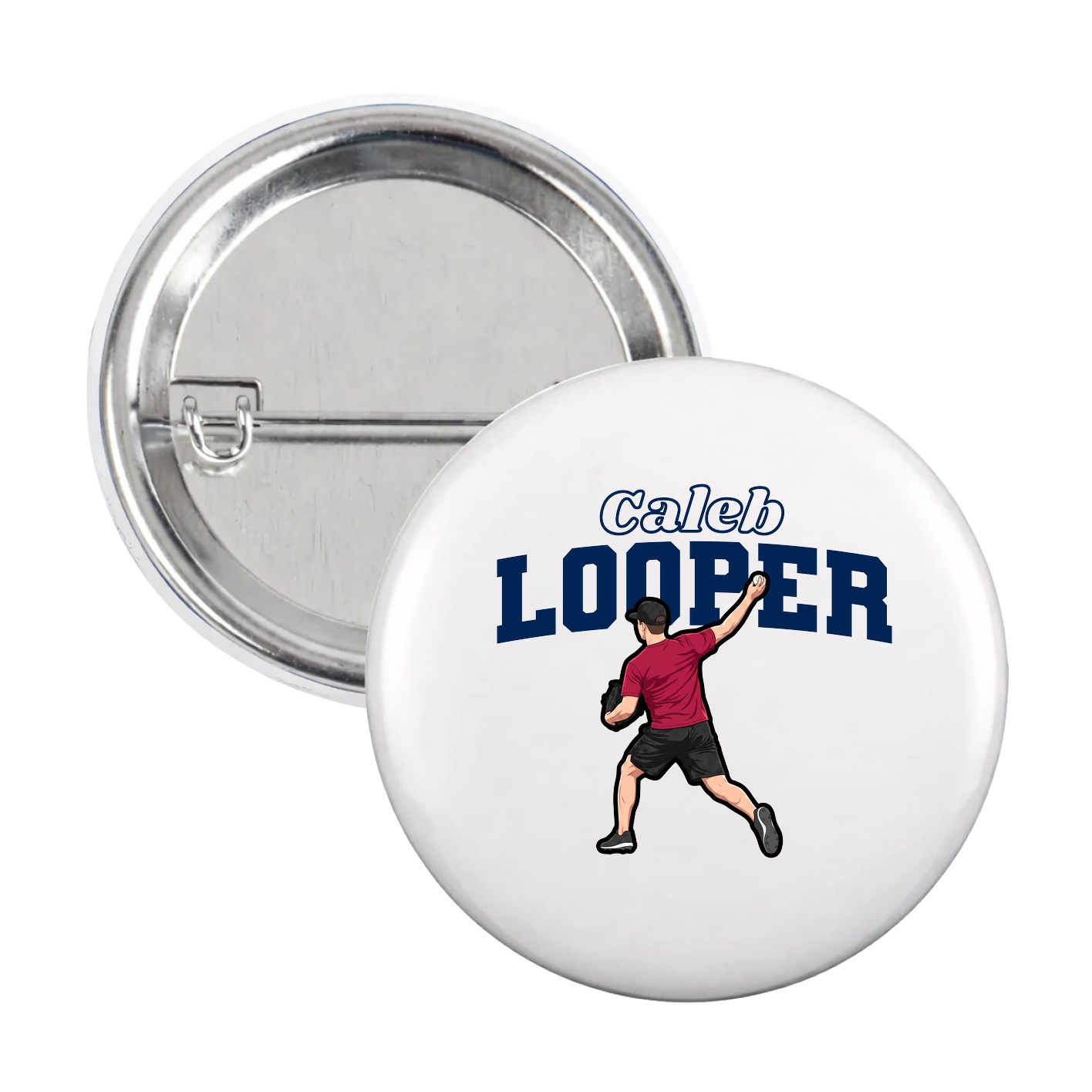 Game Day Button — Name Arch in White