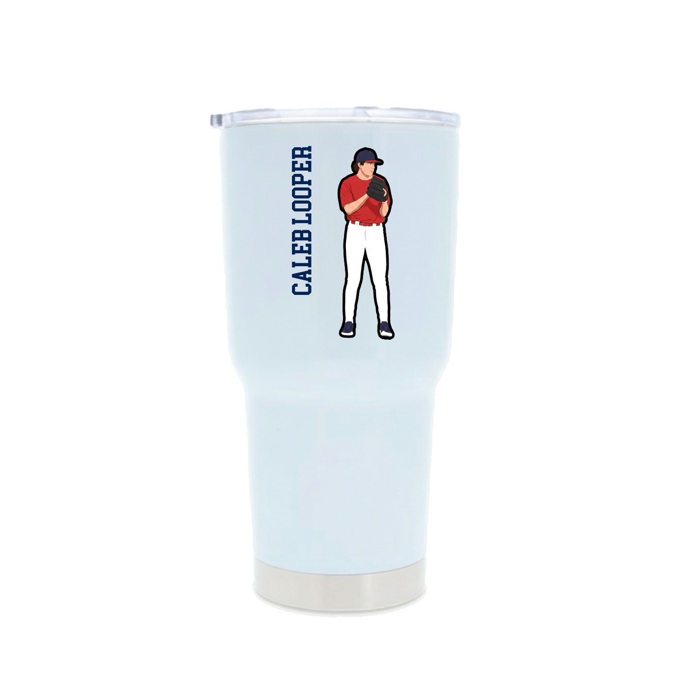 30oz Stainless Steel Tumbler — Name Vertical in White