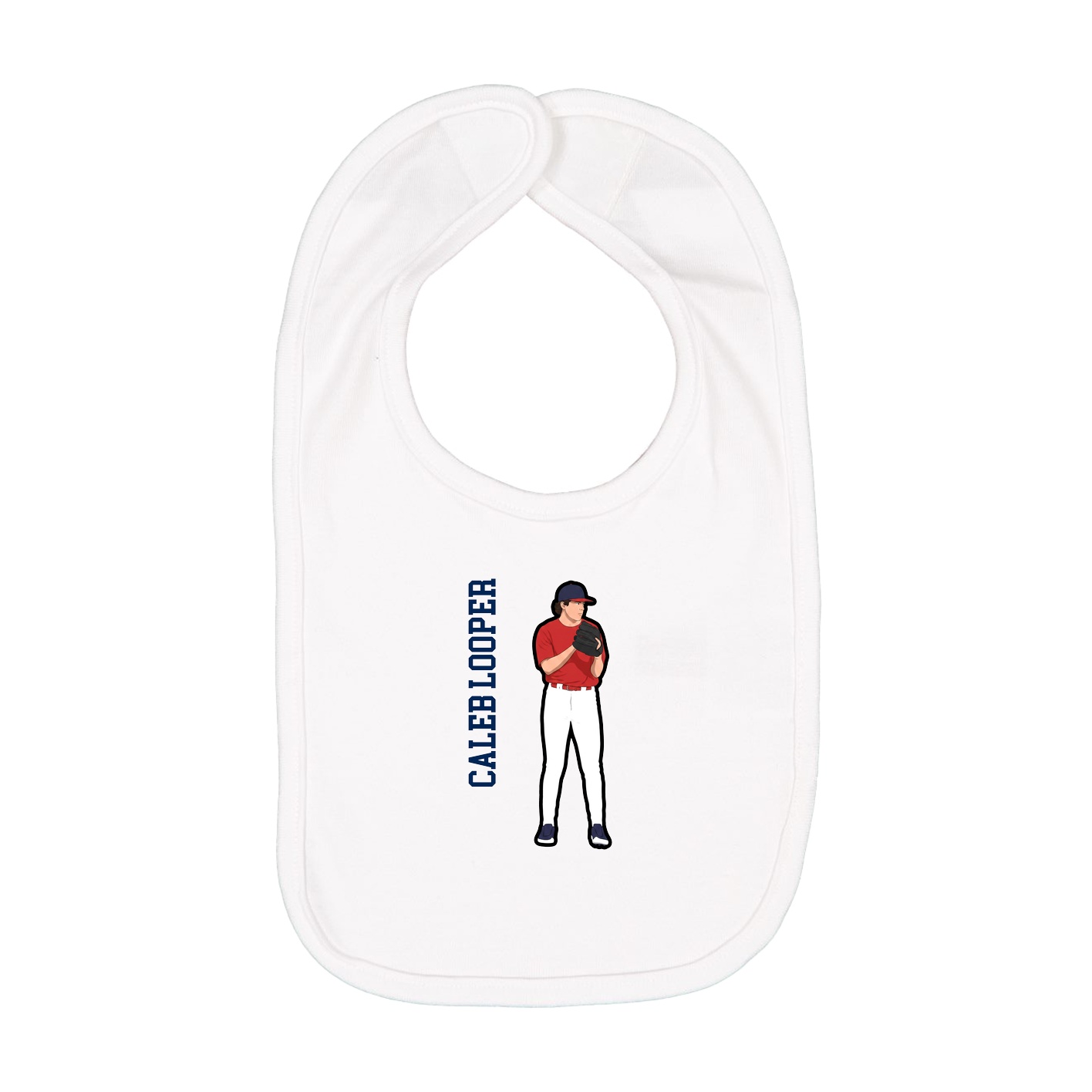 Infant Bib — Name Vertical in White