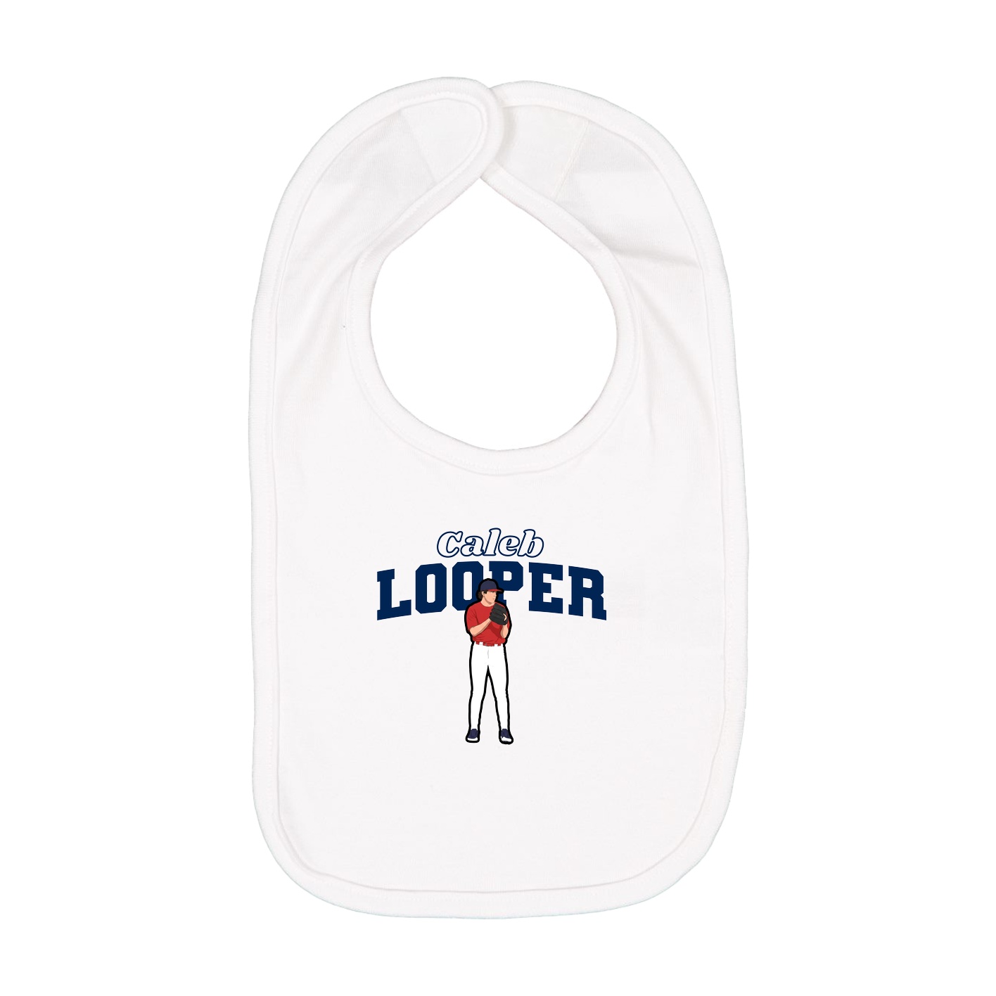 Infant Bib — Name Arch in White