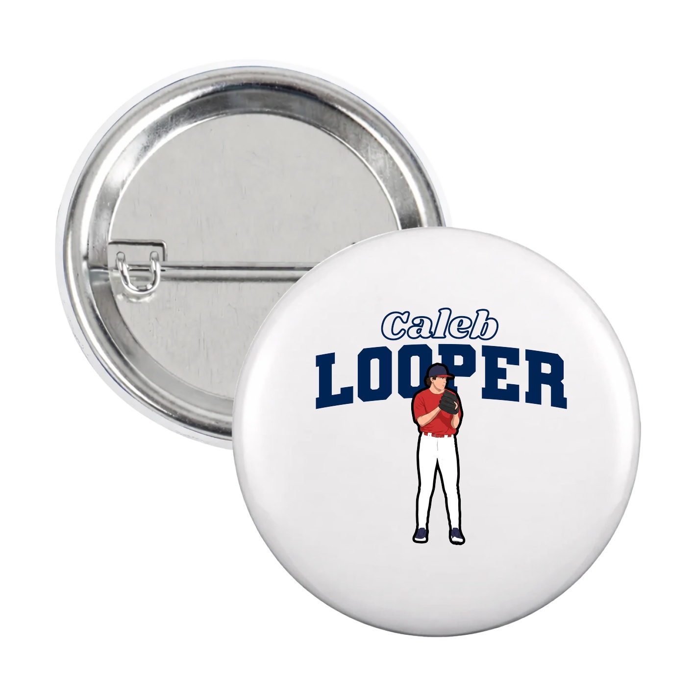 Game Day Button — Name Arch in White