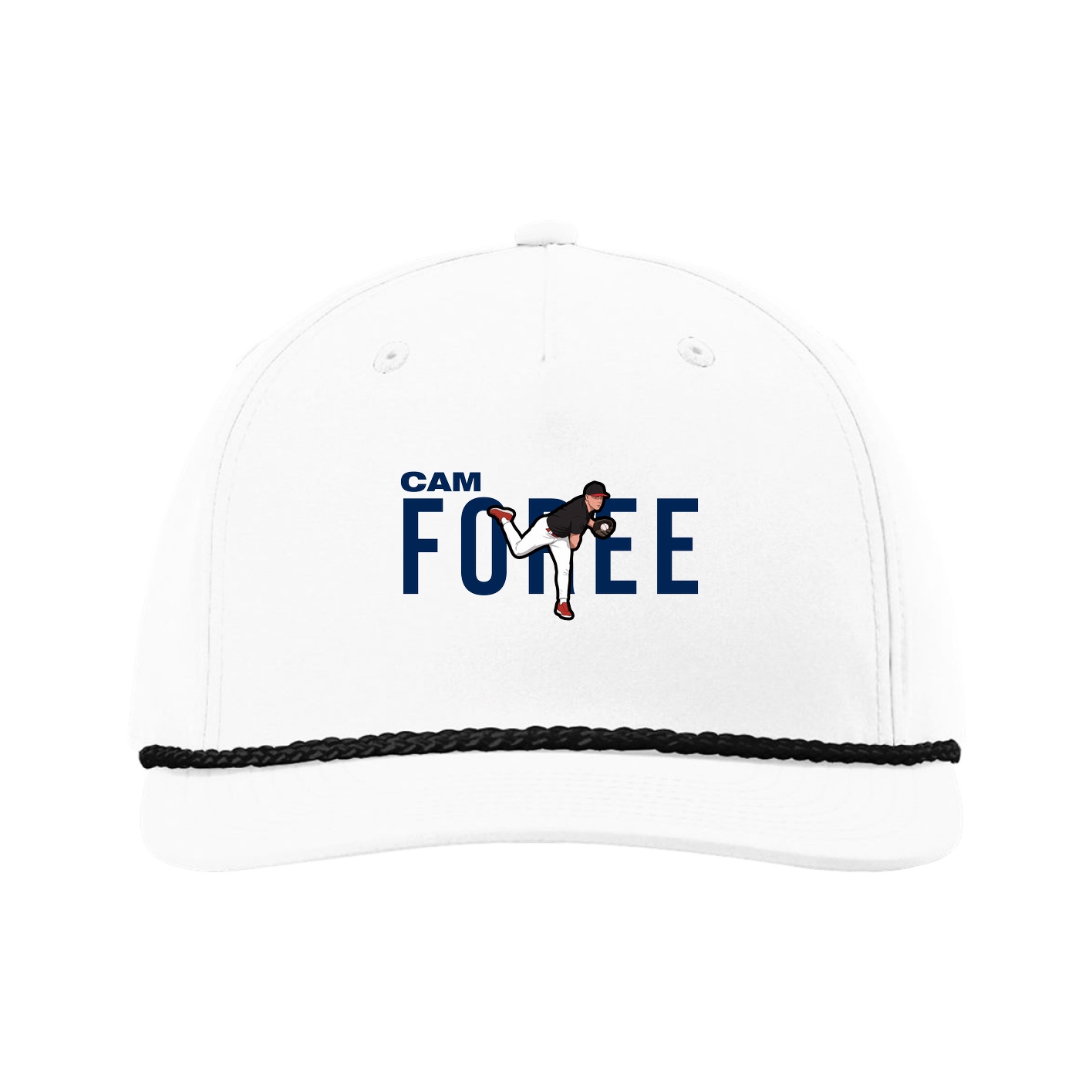 Five-Panel Classic Rope Cap — Player Name in White