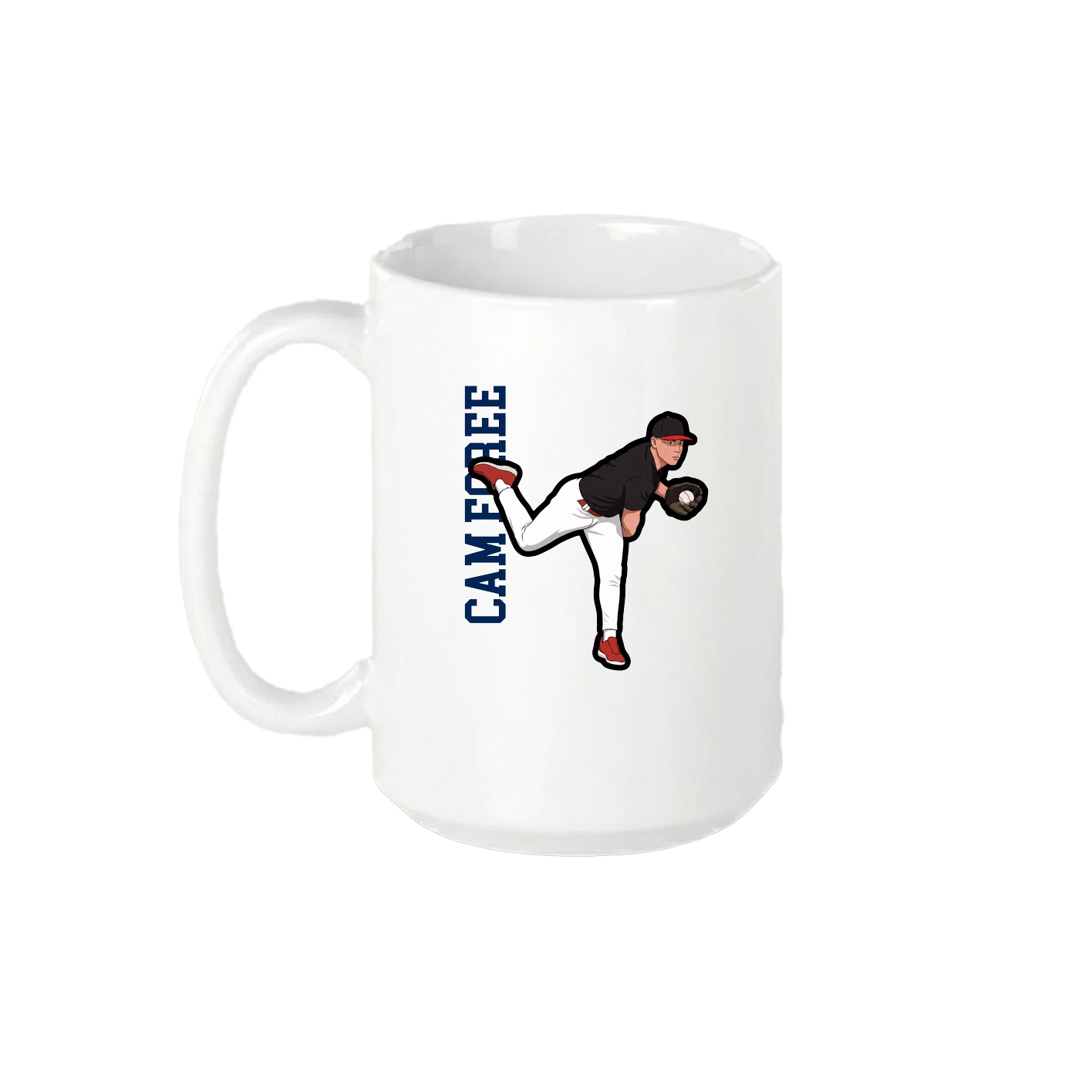 15oz Coffee Mug — Name Vertical in White