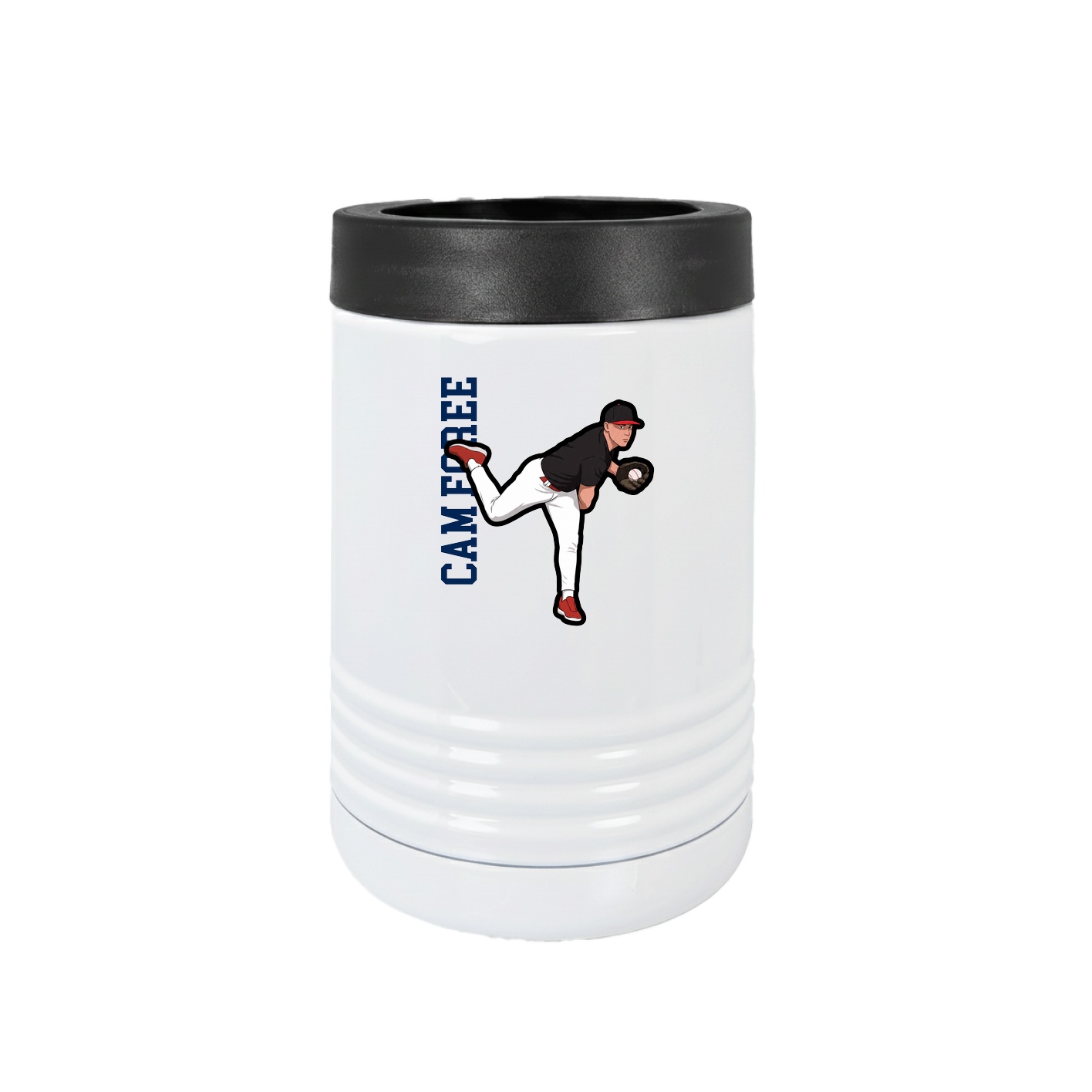 Beverage Holder — Name Vertical in White