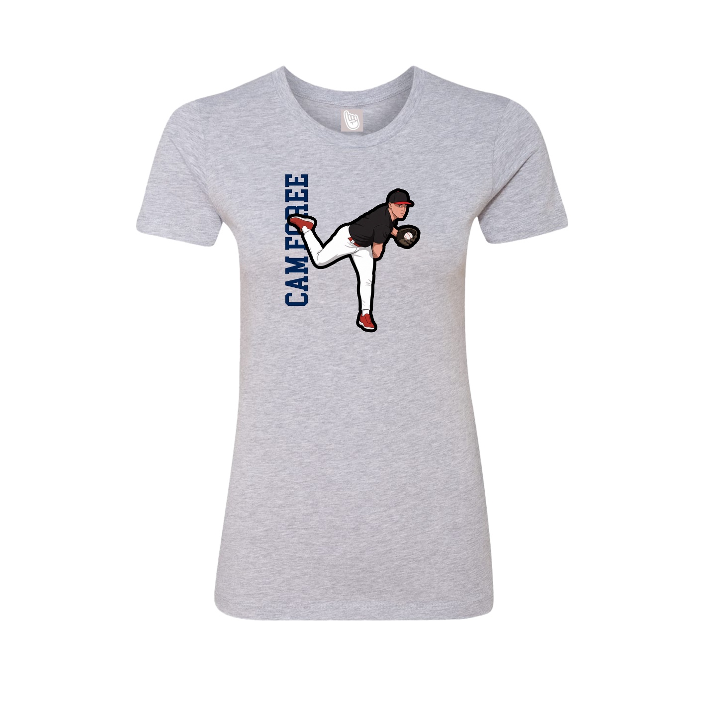 Fitted Women's Tee — Name Vertical in Grey
