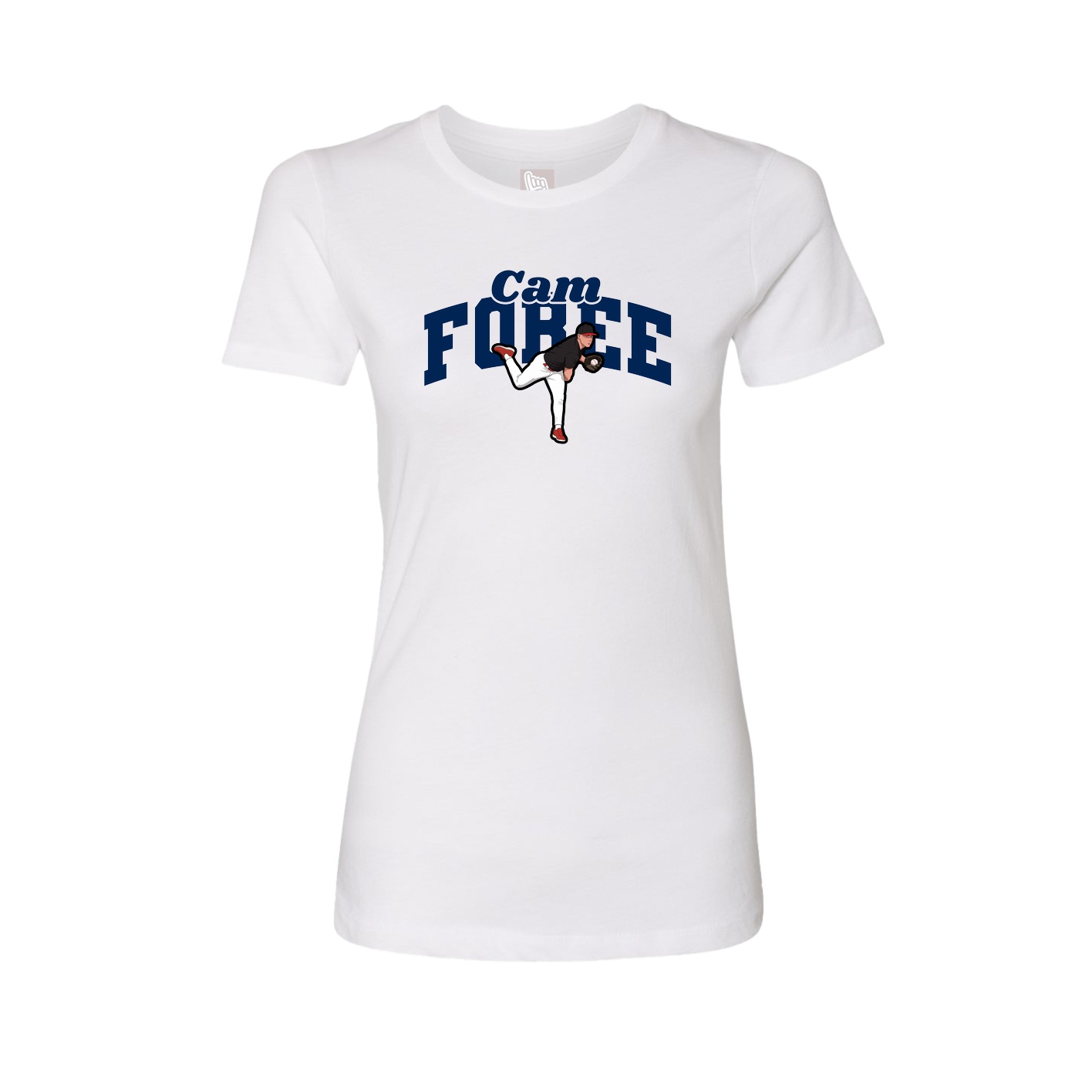 Fitted Women's Tee — Signature Arch in White