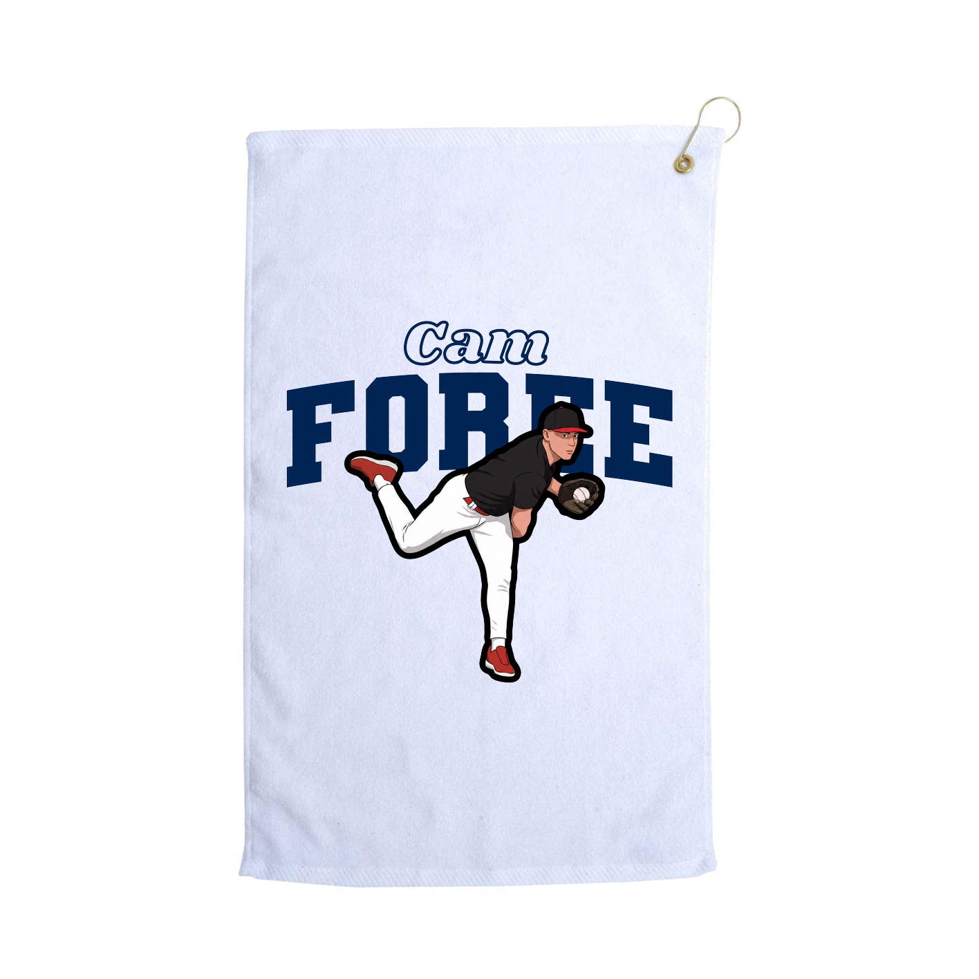 Golf Towel — Name Arch in White