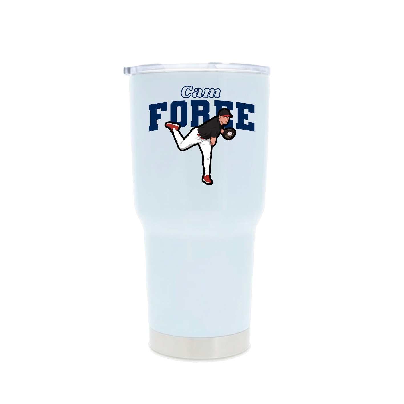 30oz Stainless Steel Tumbler — Name Arch in White