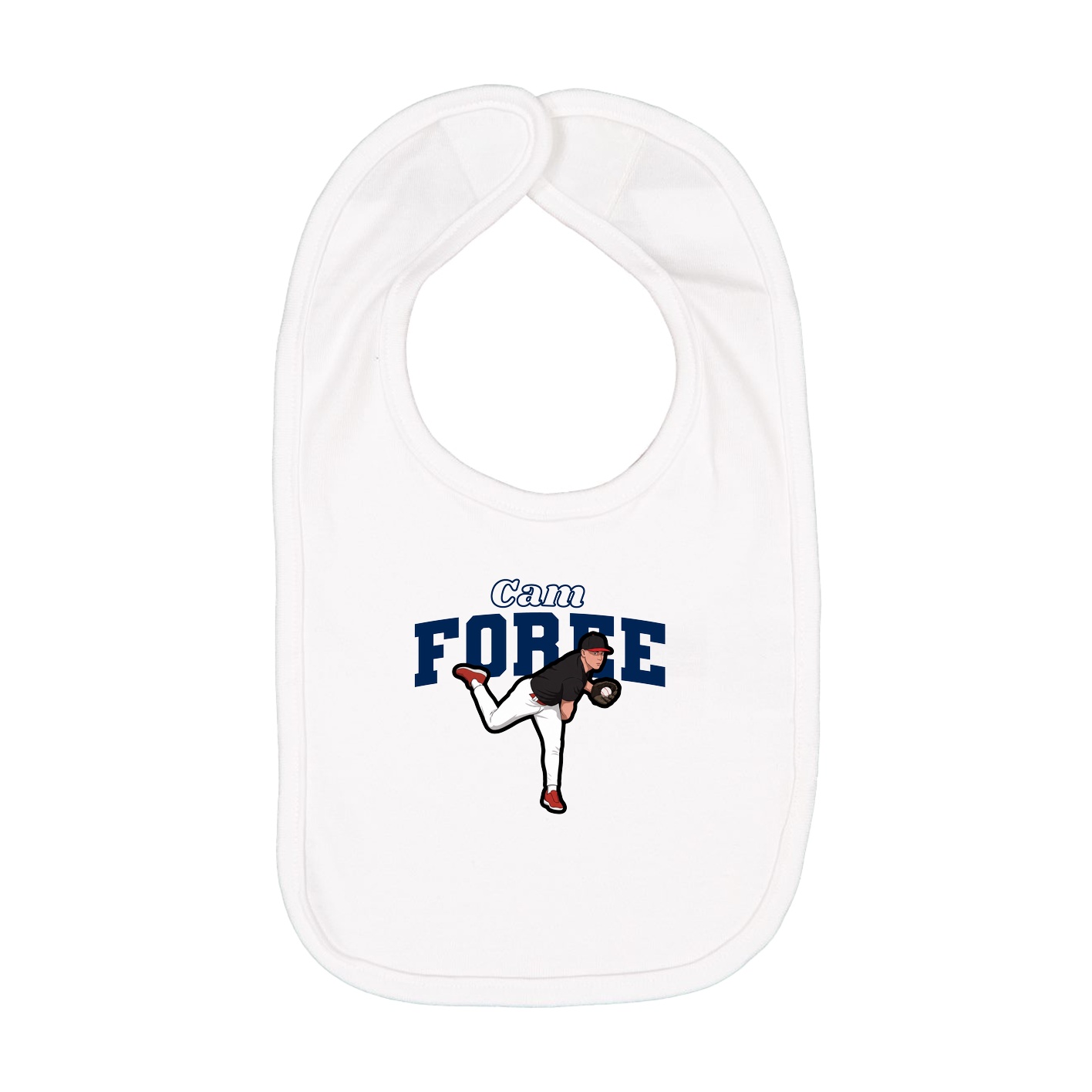 Infant Bib — Name Arch in White