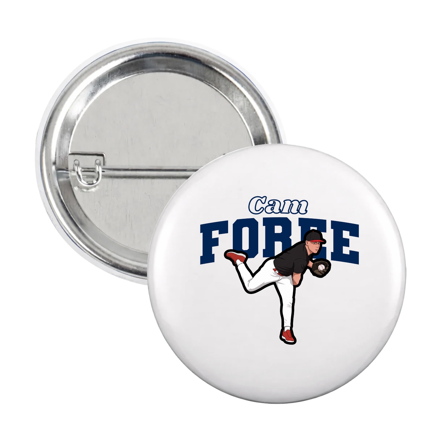 Game Day Button — Name Arch in White