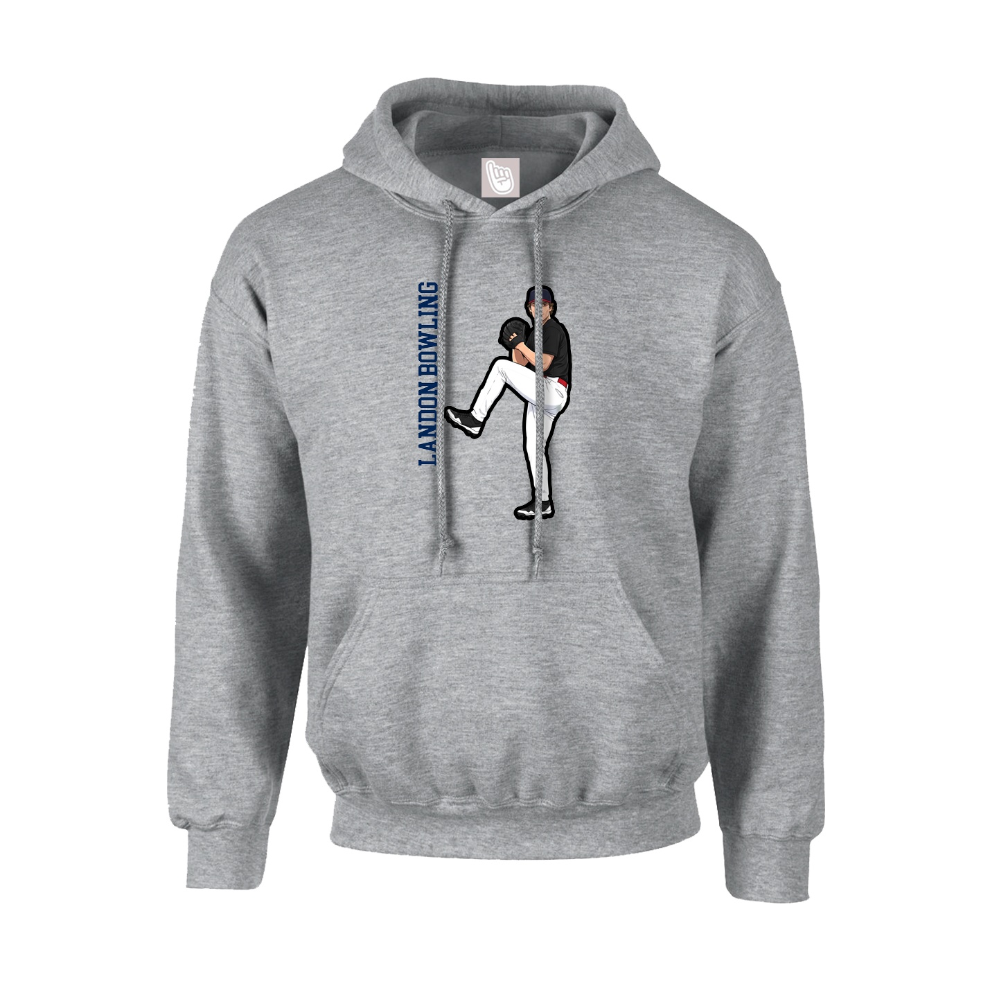 Youth Hoodie — Name Vertical in Grey