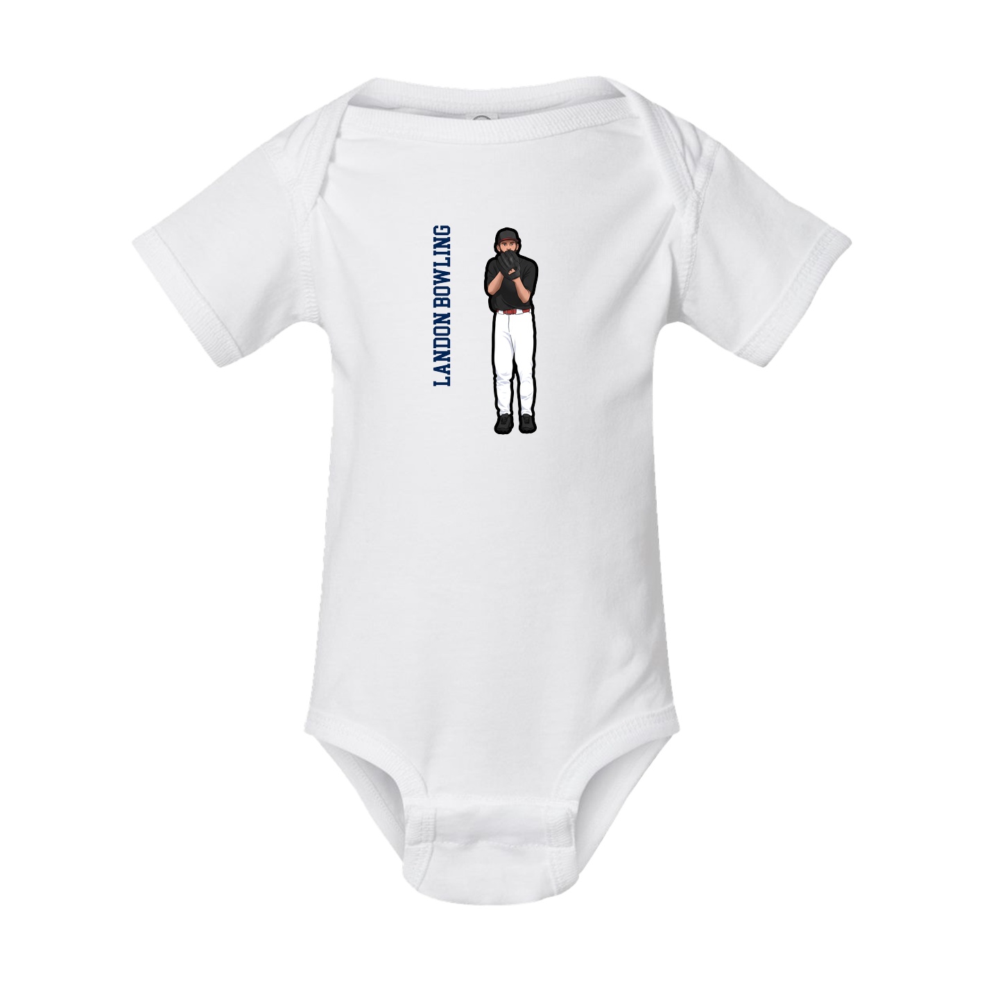 Baby Onesie — Name Vertical in White