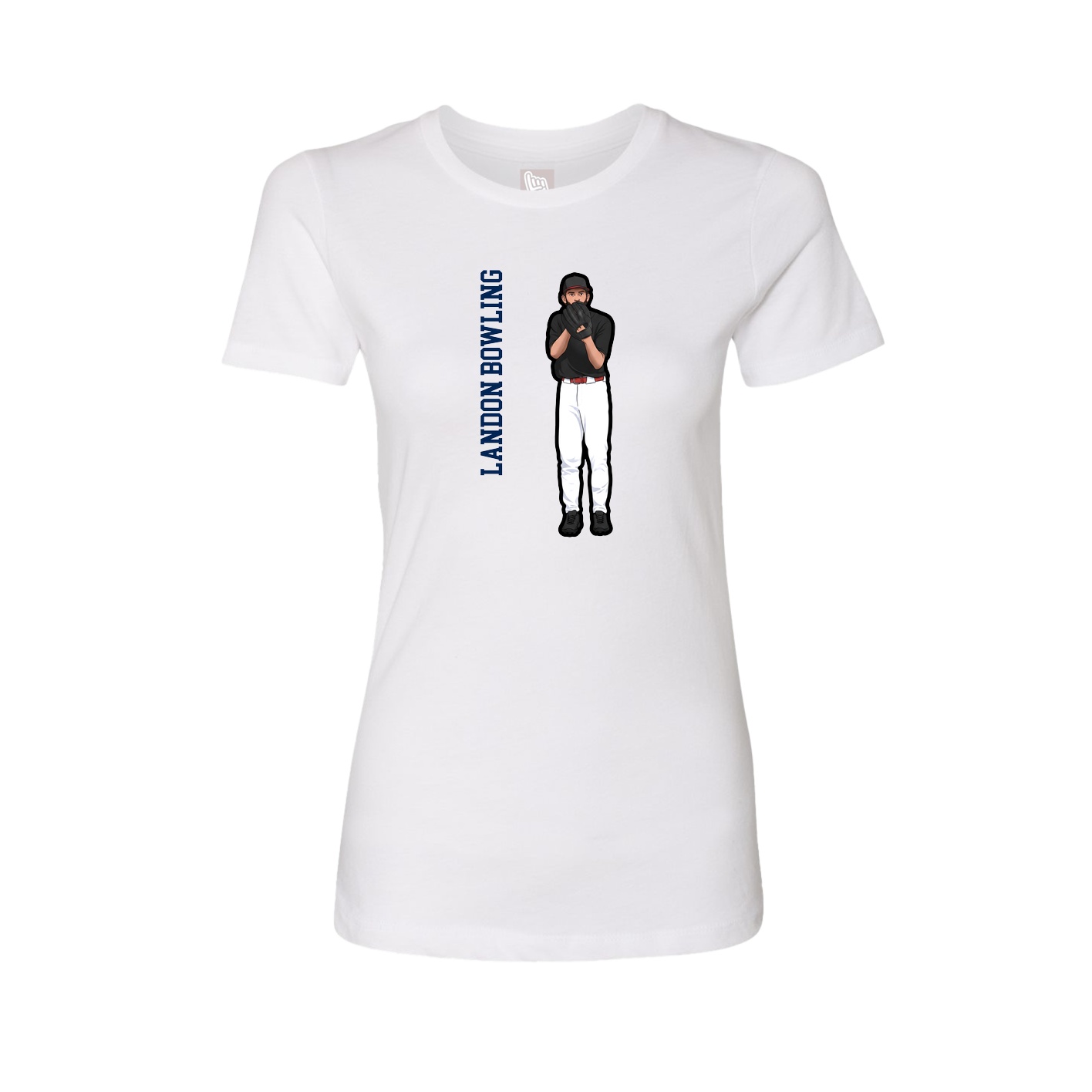 Fitted Women's Tee — Name Vertical in White
