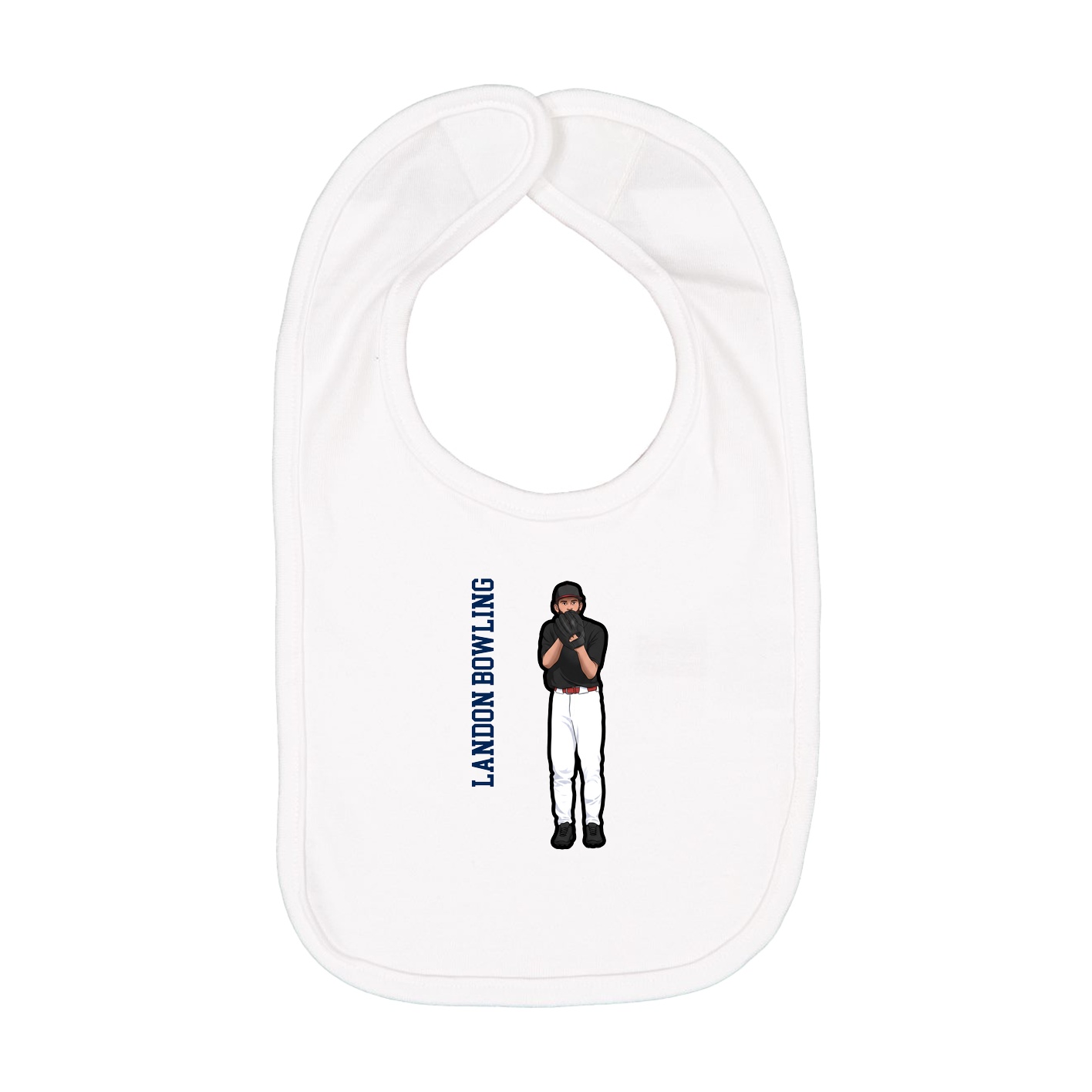 Infant Bib — Name Vertical in White