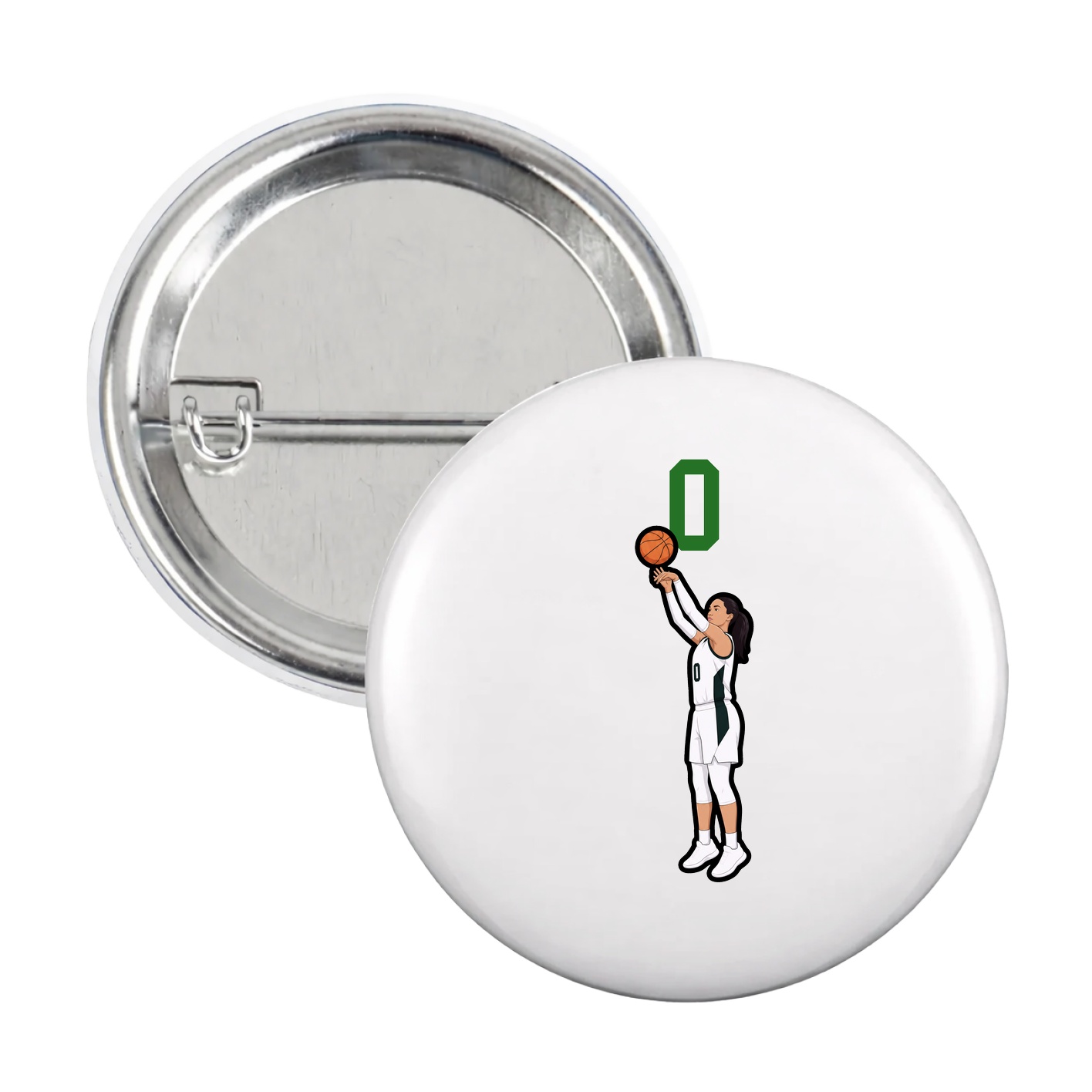 Game Day Button — Number Top in White