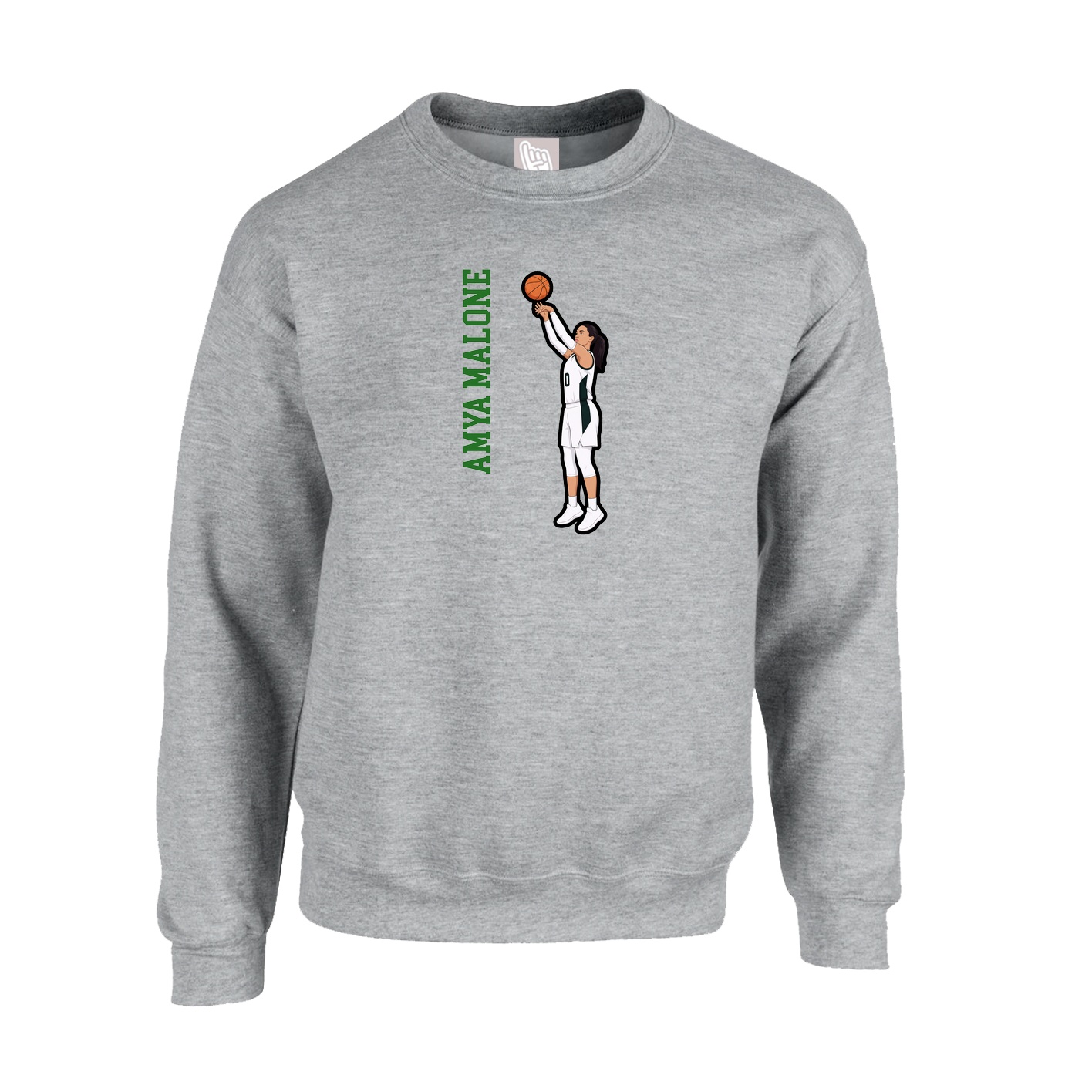 Fleece Crew — Name Vertical in Grey
