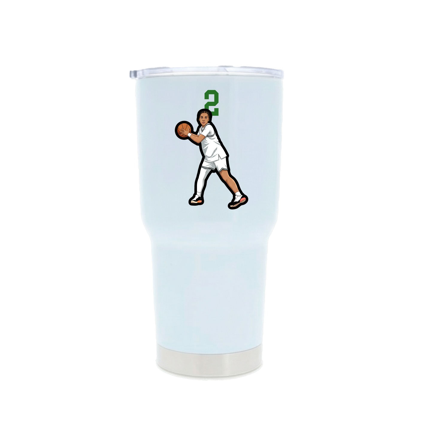 30oz Stainless Steel Tumbler — Number Top in White