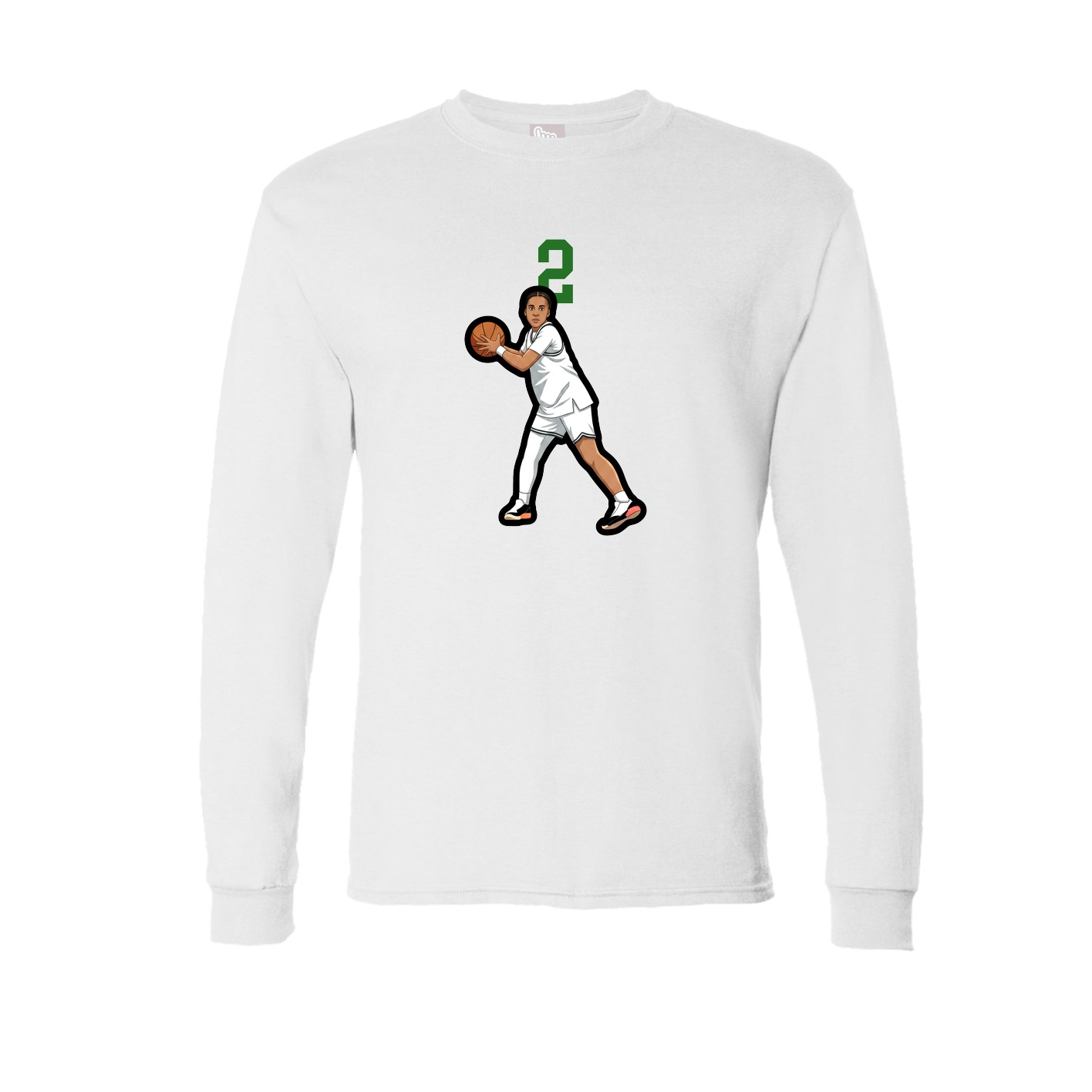 Long Sleeve Tee — Number Top in White