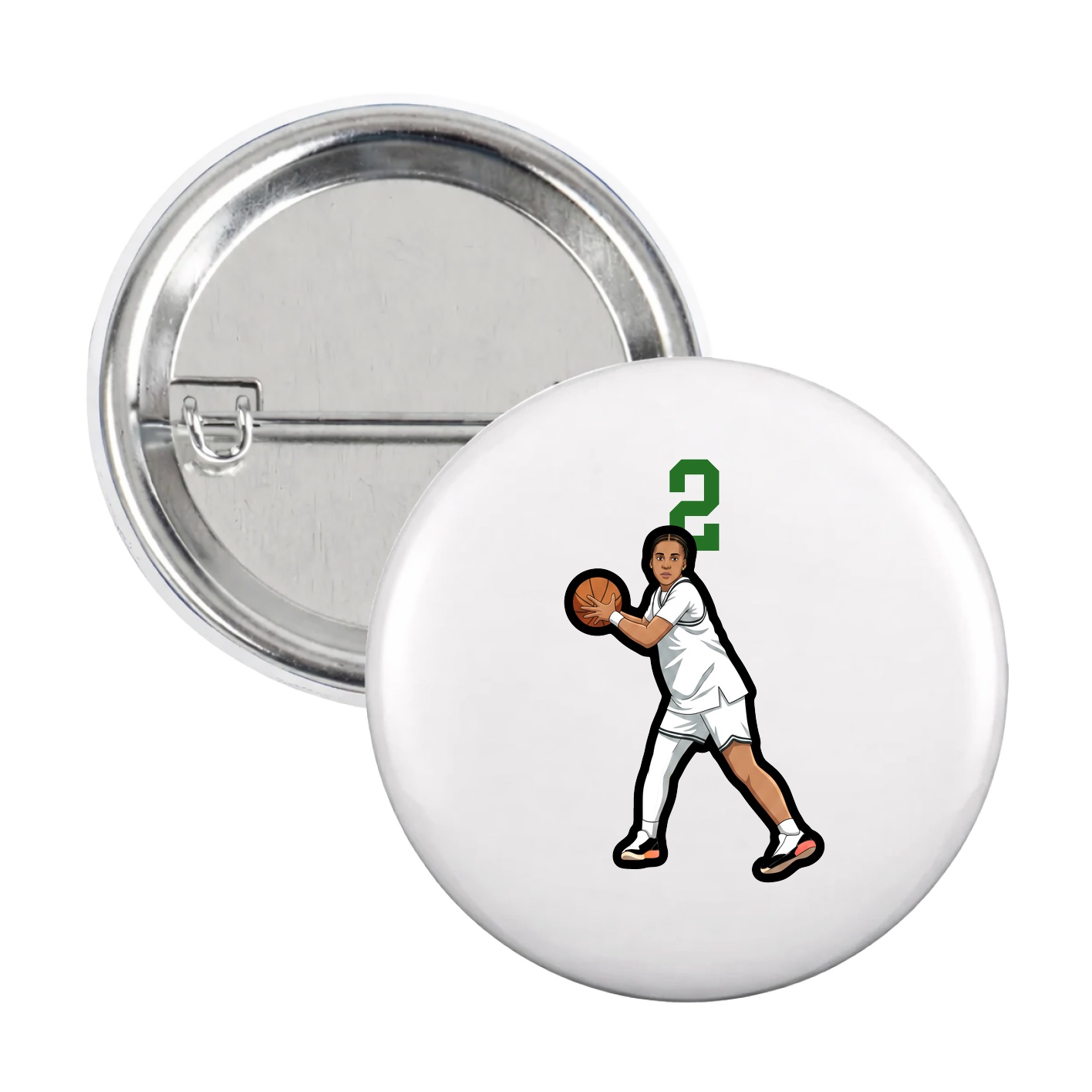 Game Day Button — Number Top in White