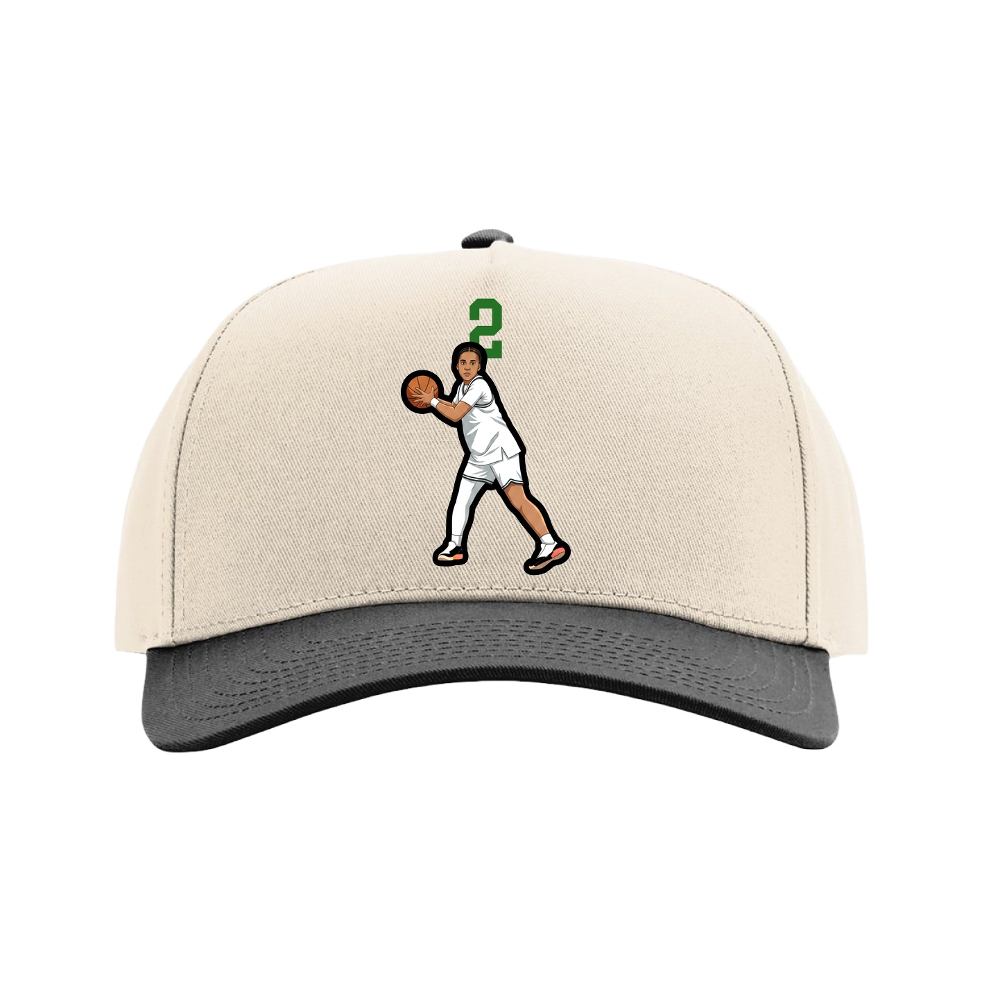 Full Fabric Five-Panel Champ Cap — Number Top in Cream/Black