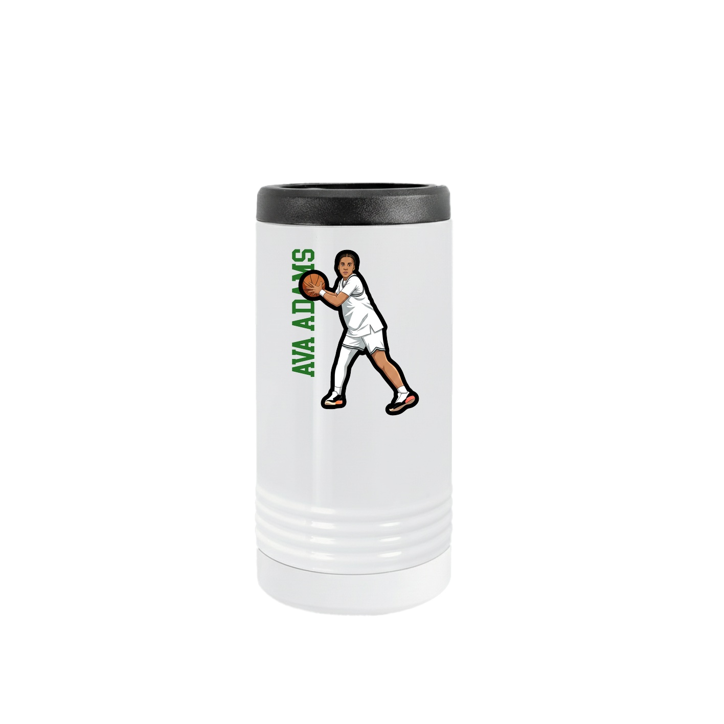 Slim Beverage Holder — Name Vertical in White