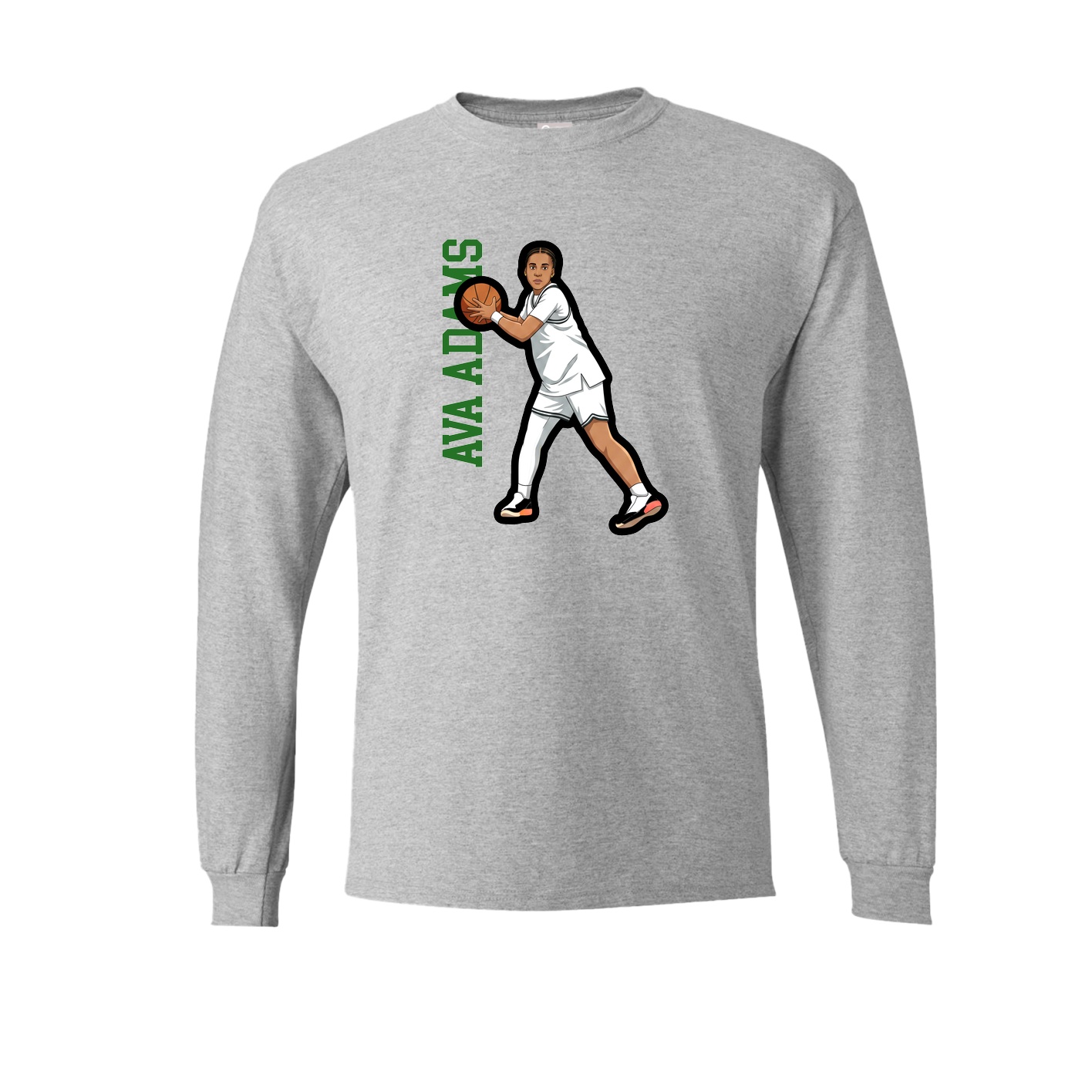 Long Sleeve Tee — Name Vertical in Grey