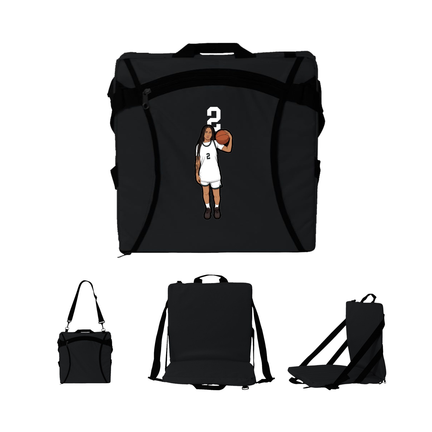 Folding Stadium Seat — Number Top in Black