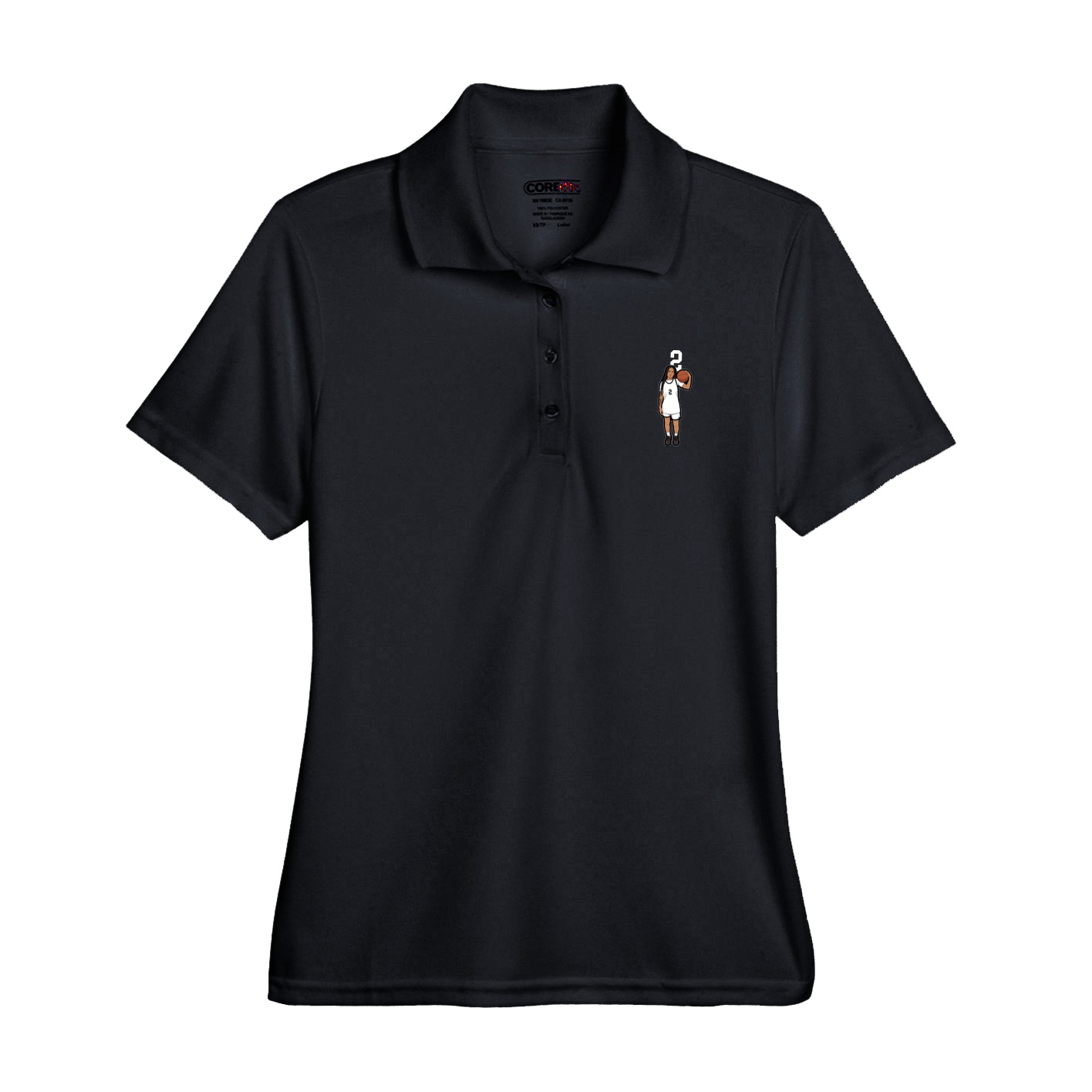 Womens Performance Polo — Number Top in Black