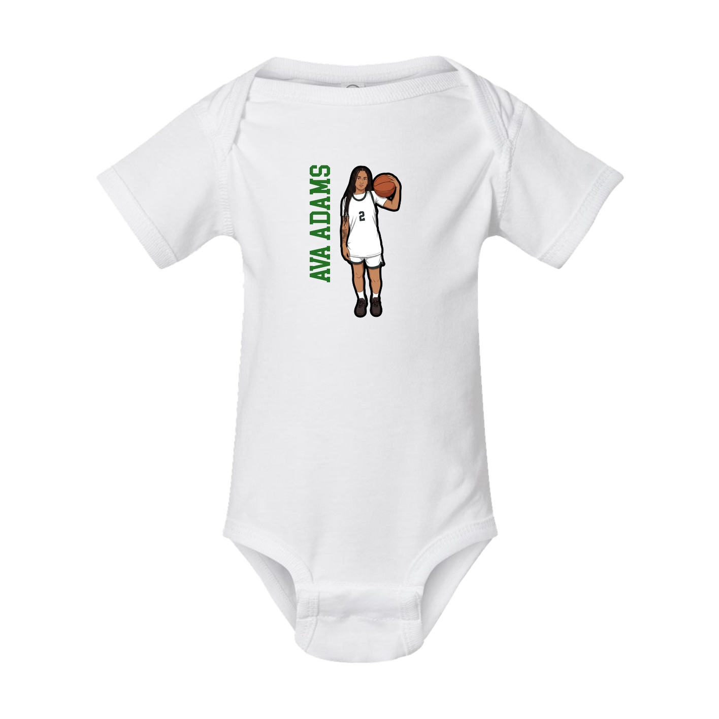 Baby Onesie — Name Vertical in White