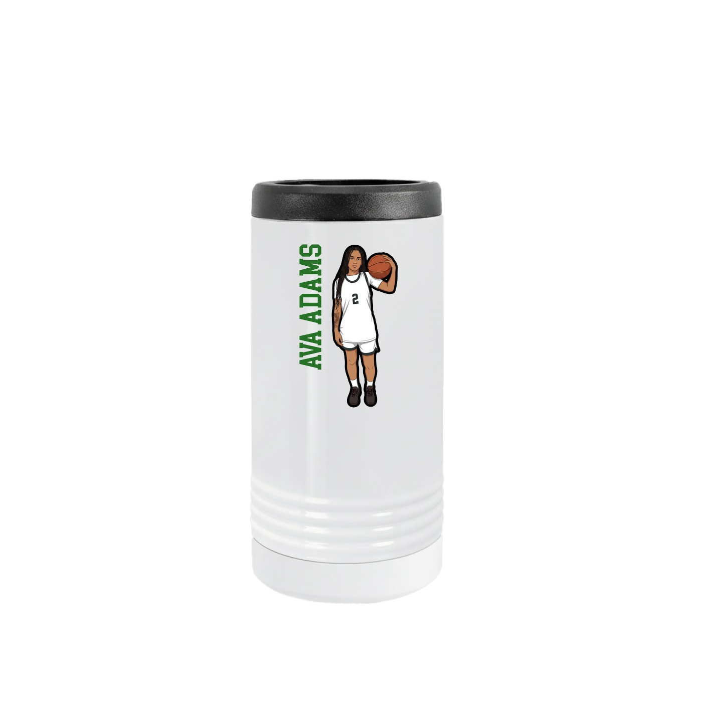 Slim Beverage Holder — Name Vertical in White