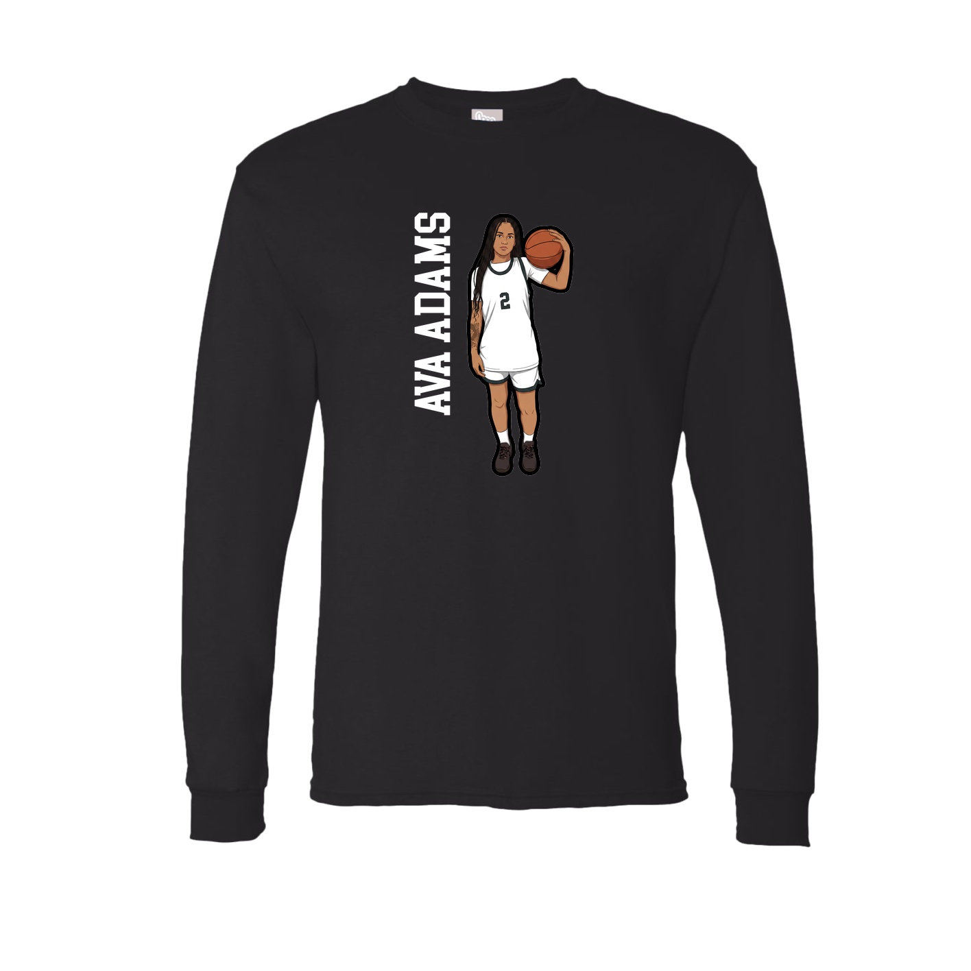 Long Sleeve Tee — Name Vertical in Black