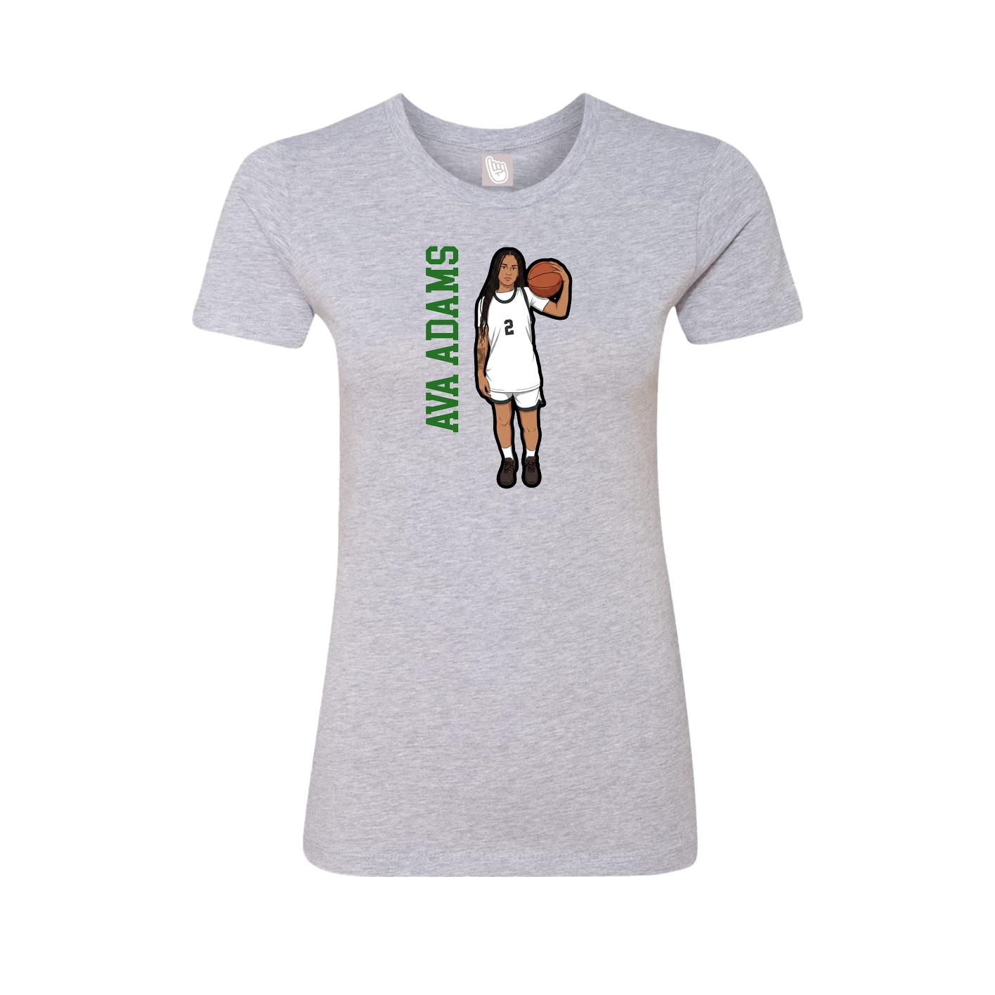 Womens Tee — Name Vertical in Grey