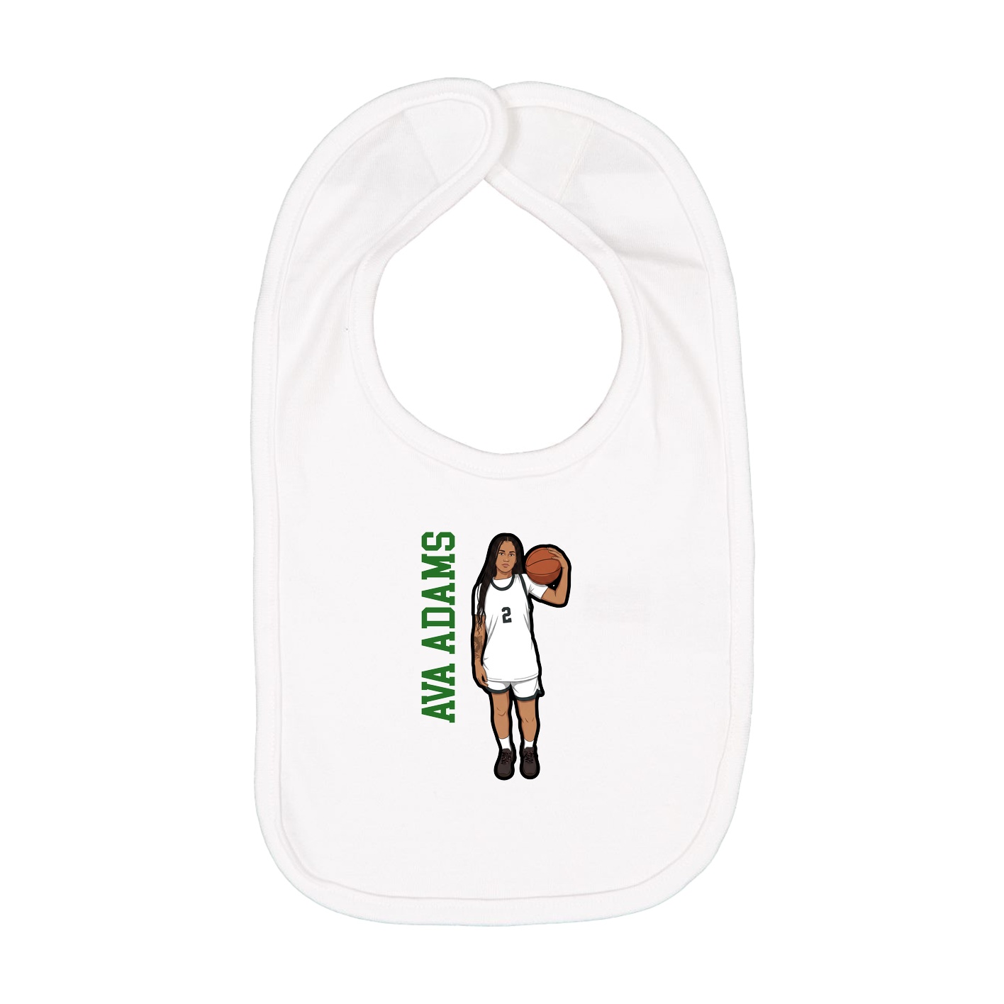 Infant Bib — Name Vertical in White