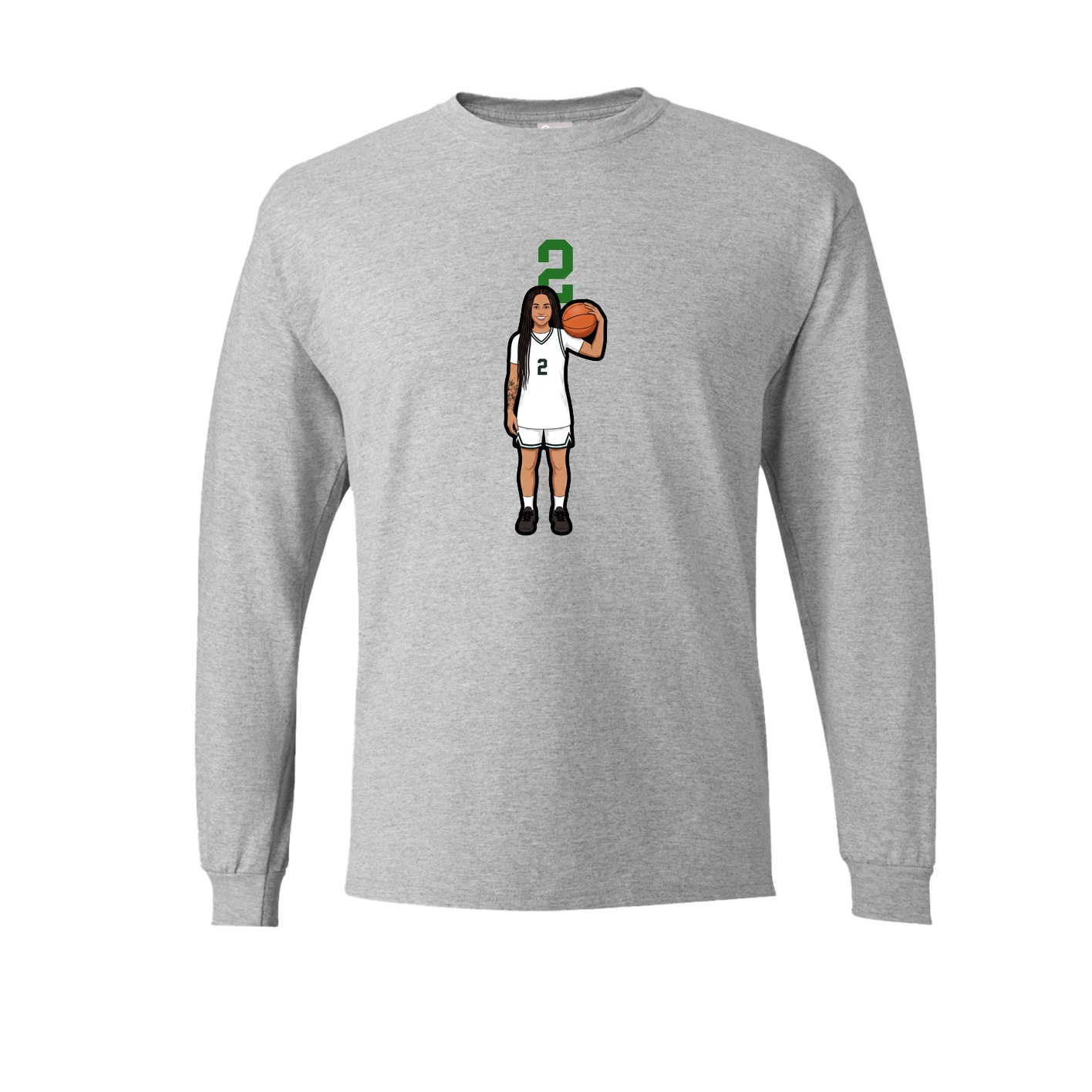 Long Sleeve Tee — Number Top in Grey