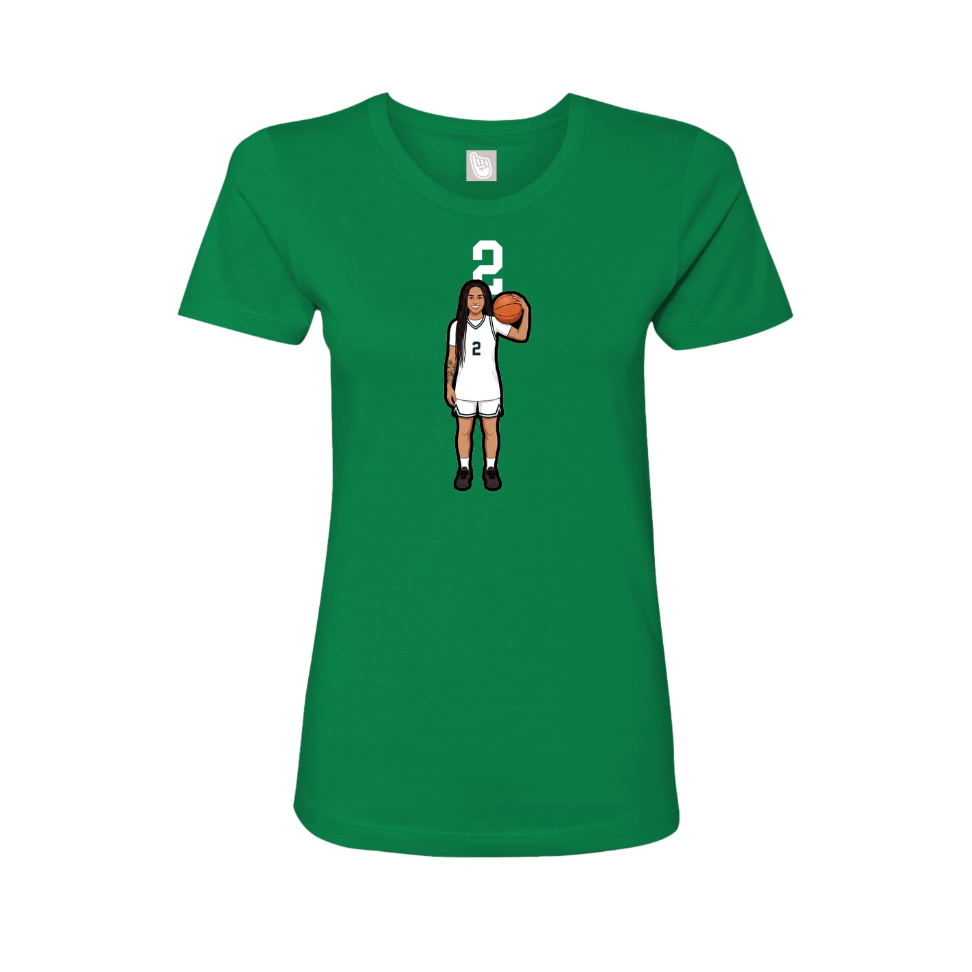 Fitted Women's Tee — Number Top in Green