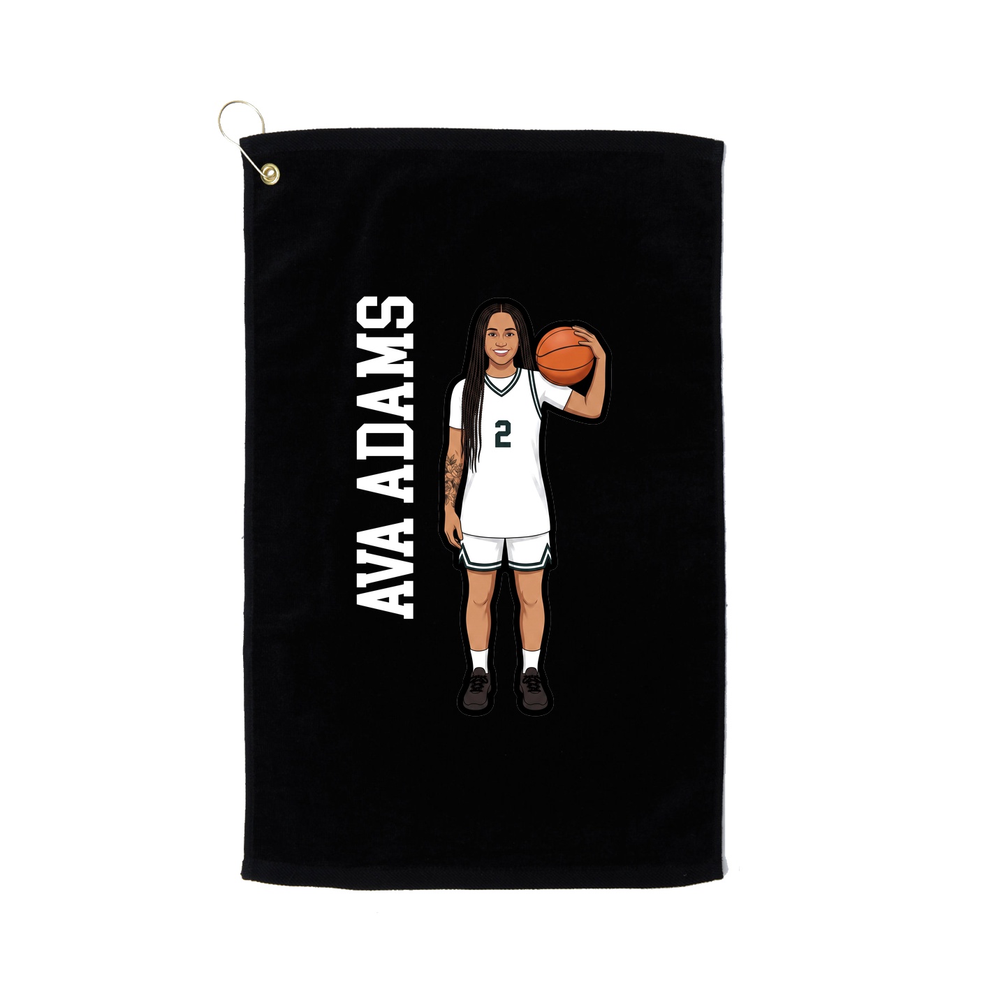 Golf Towel — Name Vertical in Black
