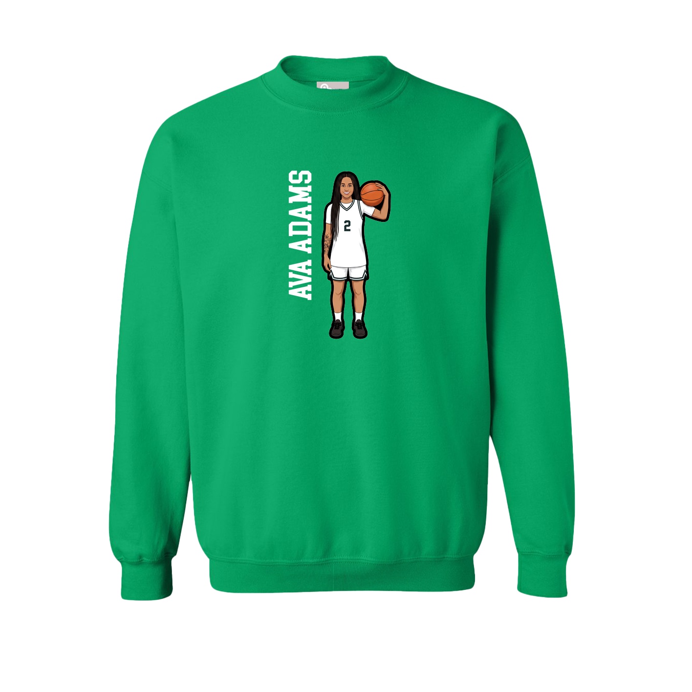 Fleece Crew — Name Vertical in Green
